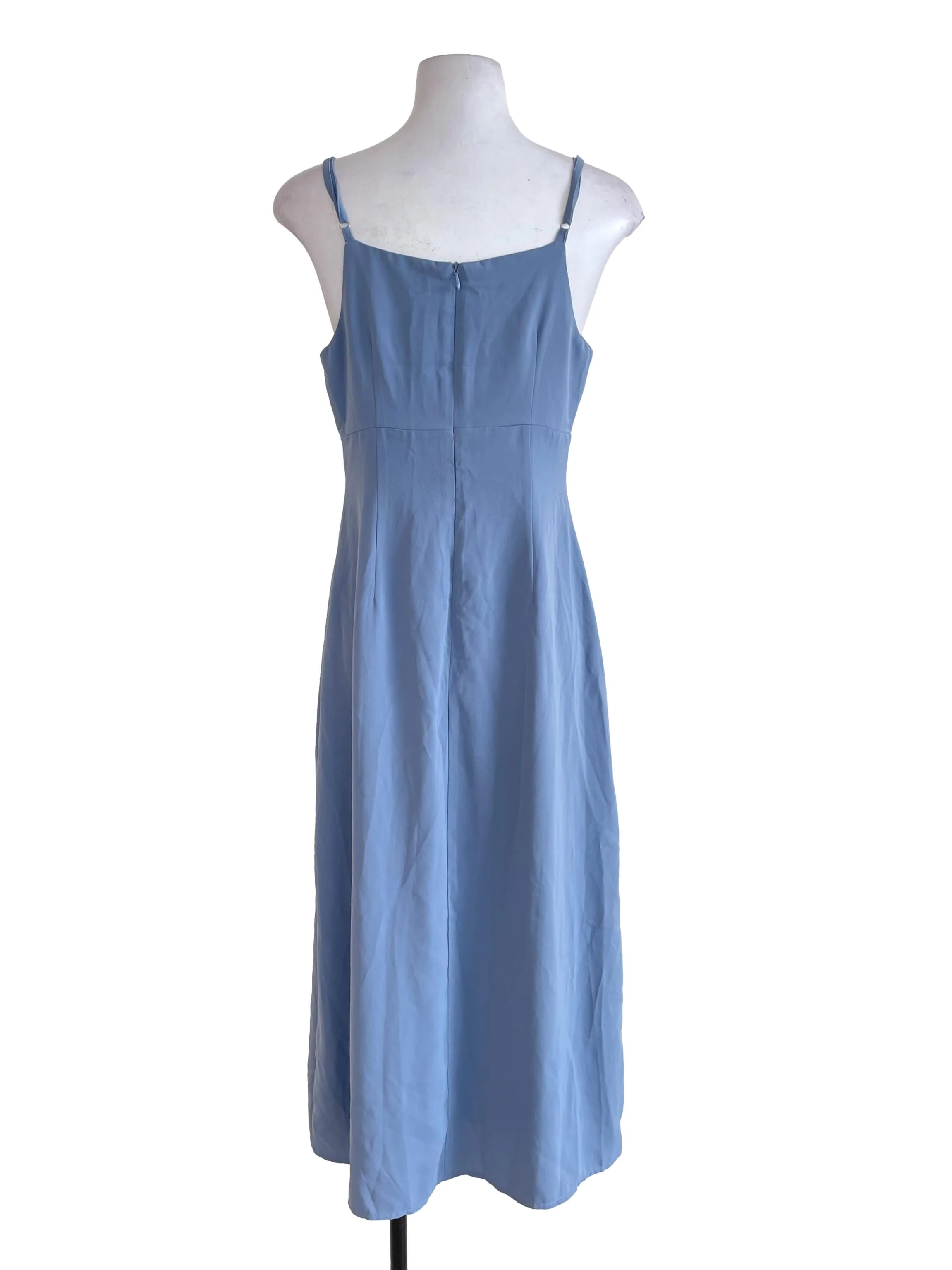Stone Blue Ruched Front Slit Dress - Image 2