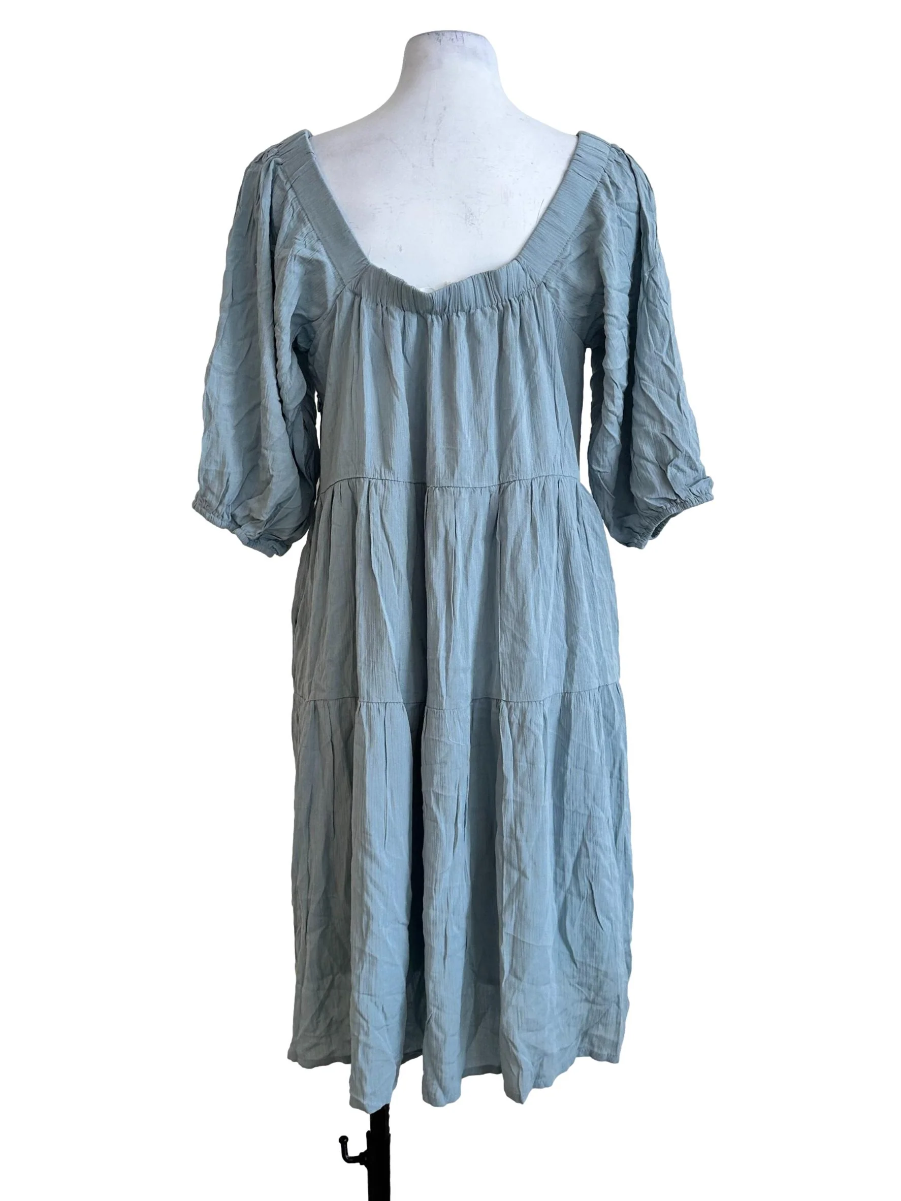 Stone Blue Textured Midi Dress - Image 2