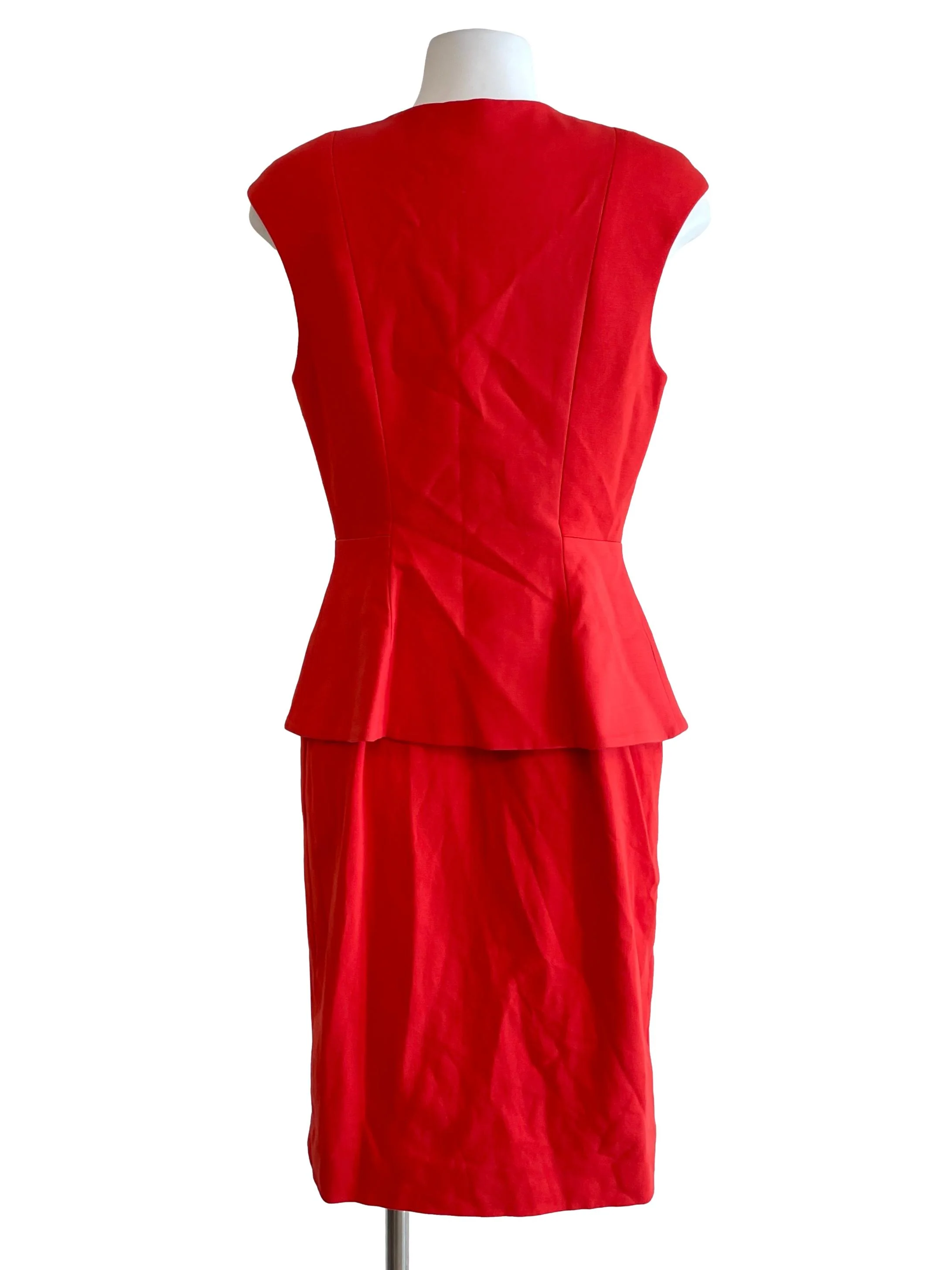 Strawberry Red Peplum Sheath Dress - Image 2