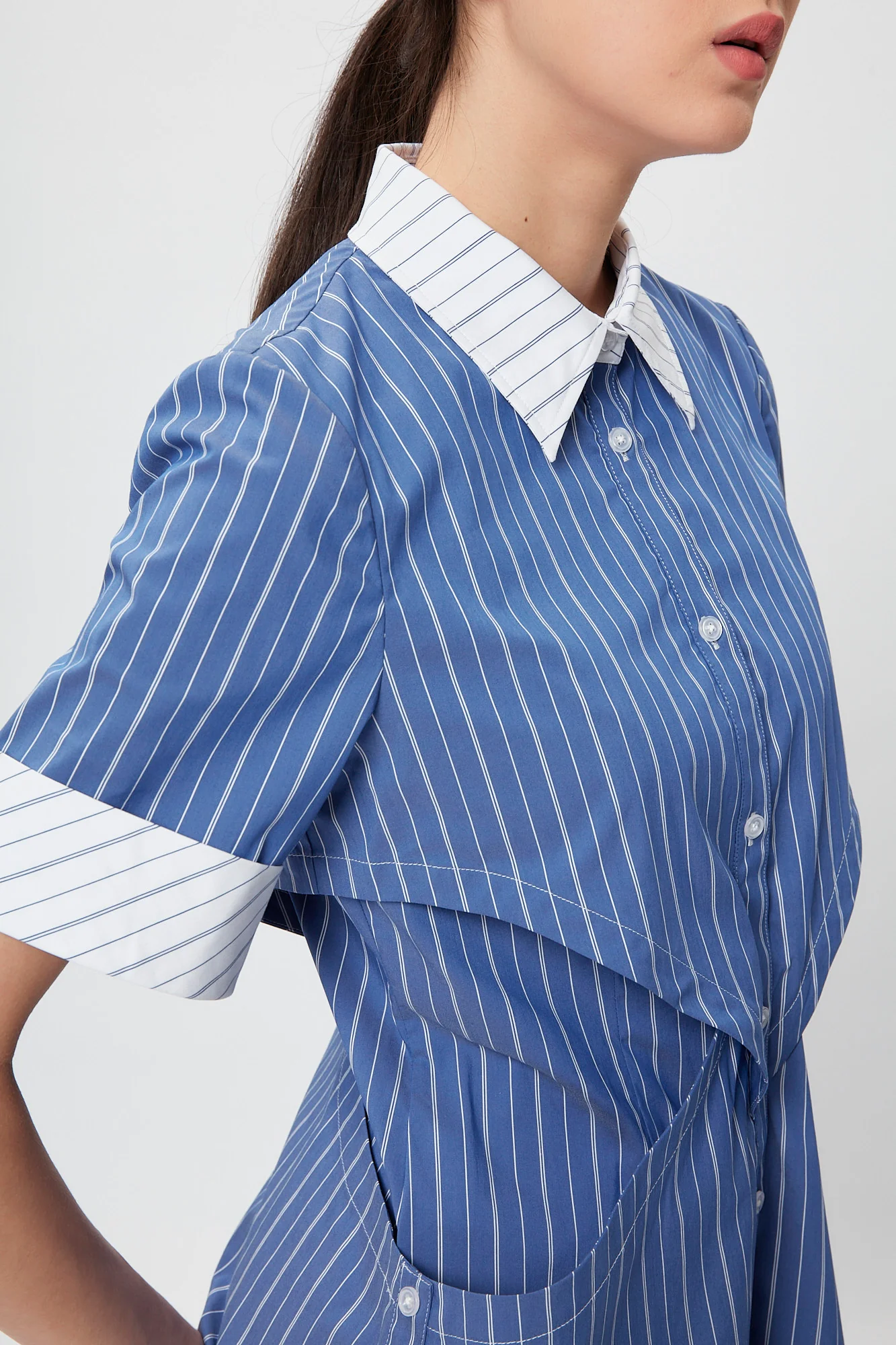Structural Layers Shirt In Blue Stripe CSN - Image 2