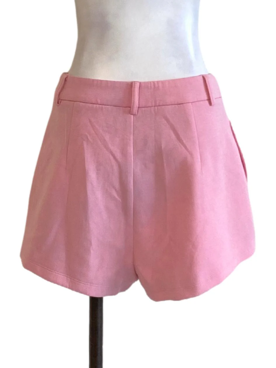 Taffy Pink Buttoned Waist Fit Tailored Shorts - Image 2