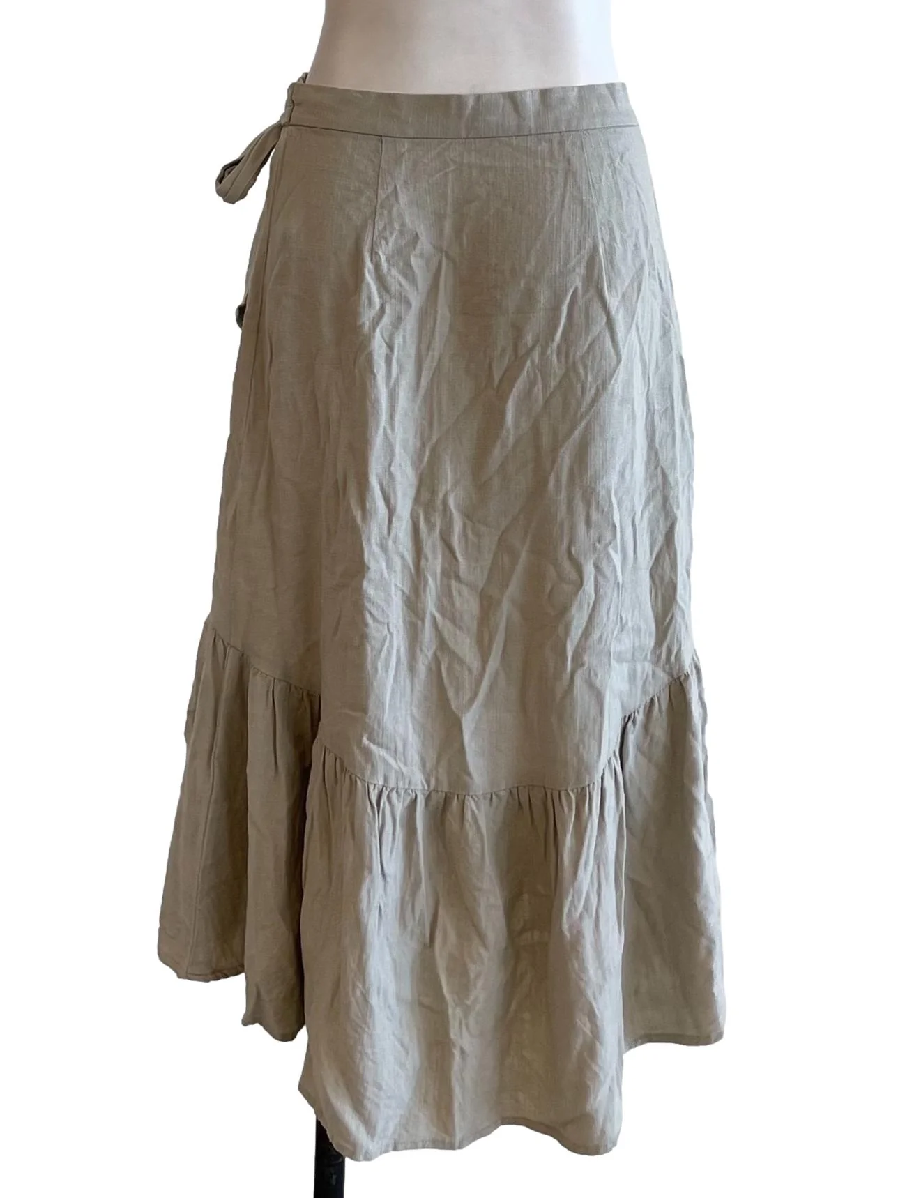 Tan Beige Wrap Skirt - Image 2