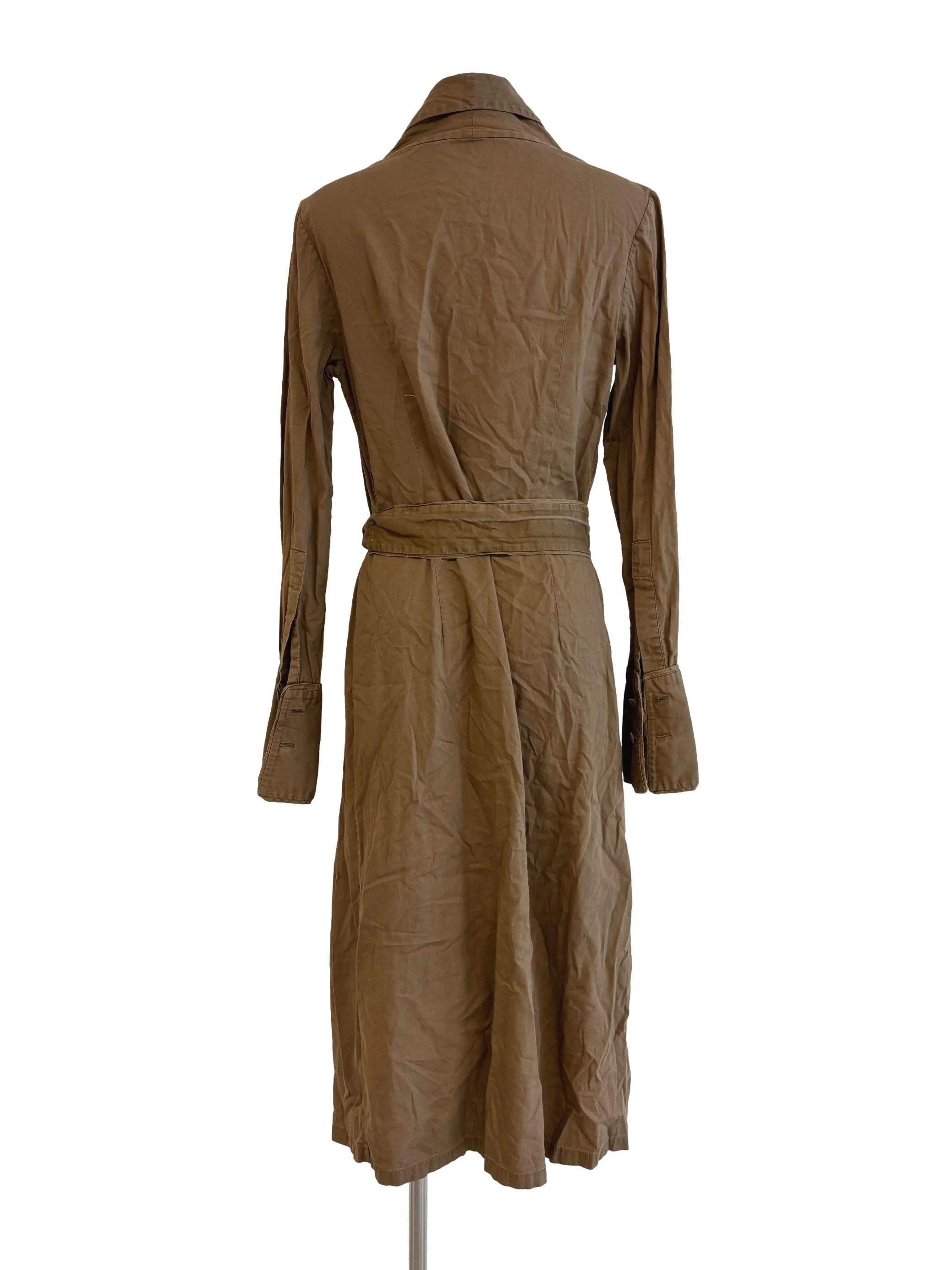 Tan Brown Cotton Surplice Dress - Image 2