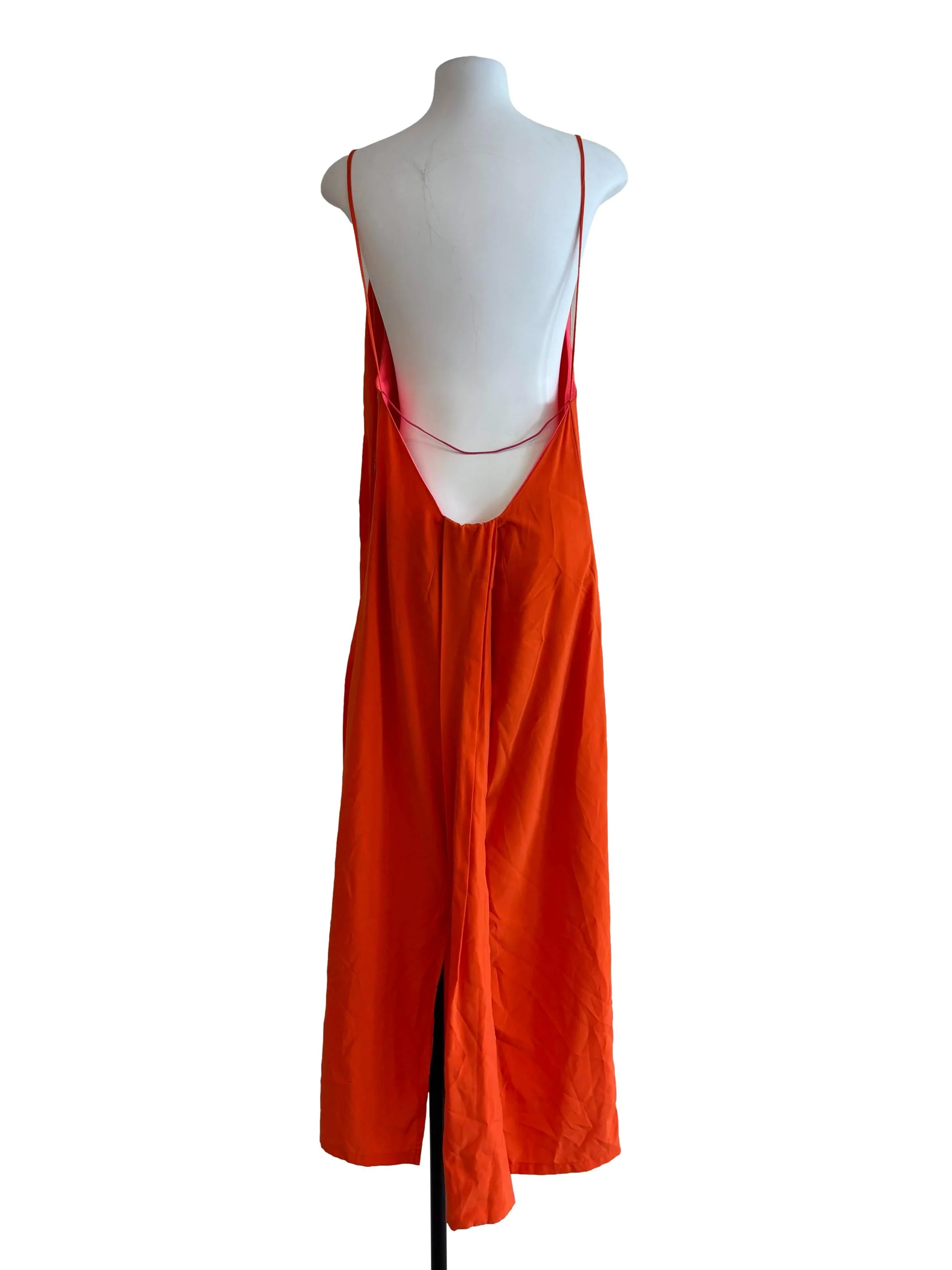 Tangelo Orange Backless Slip Dress - Image 2