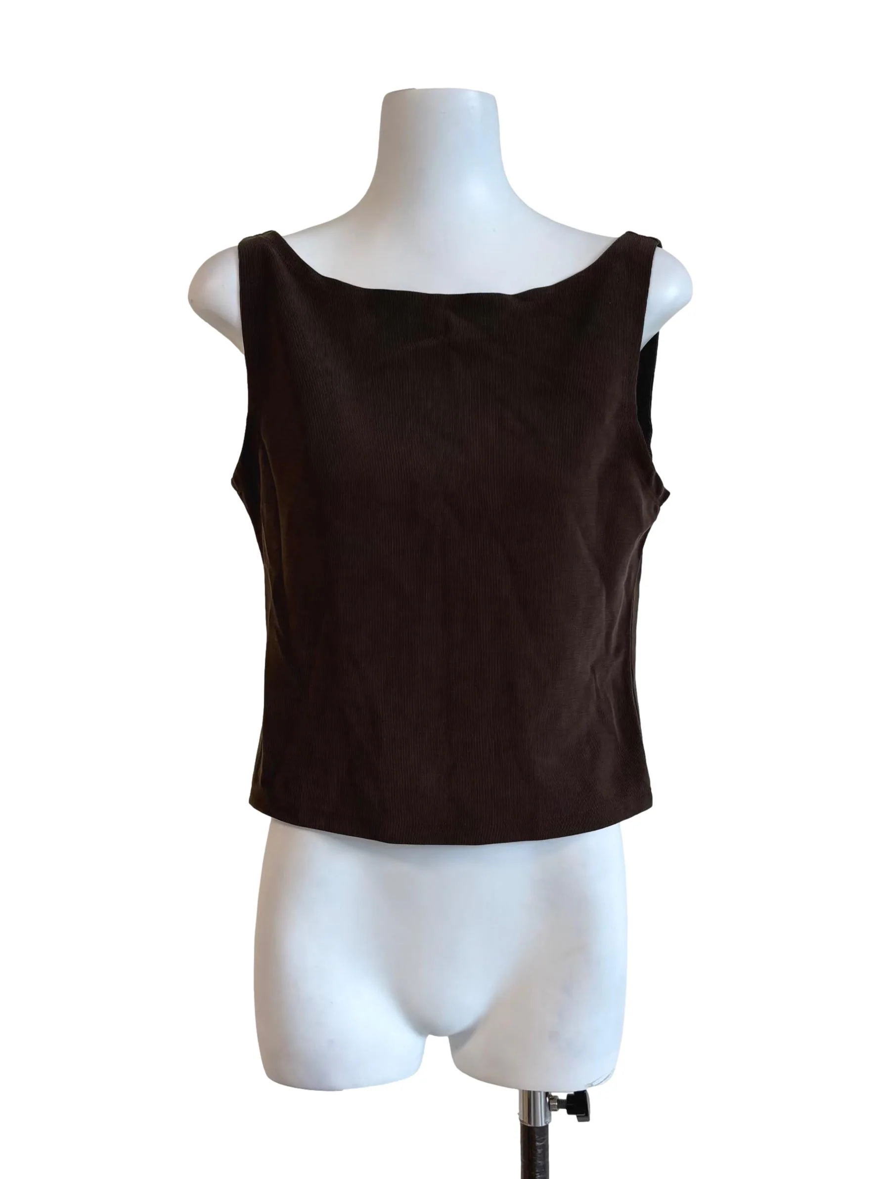 Taupe Brown Boat Neck Top