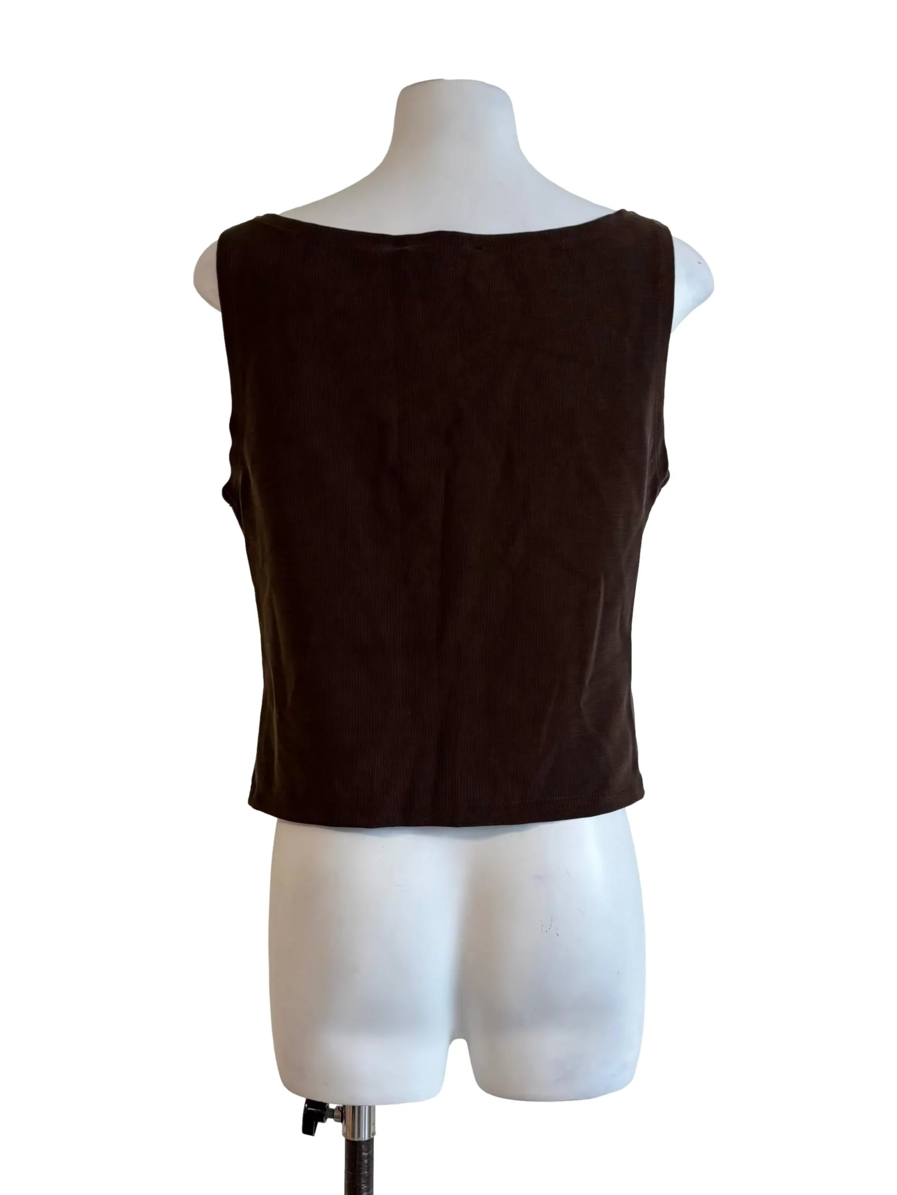 Taupe Brown Boat Neck Top - Image 2