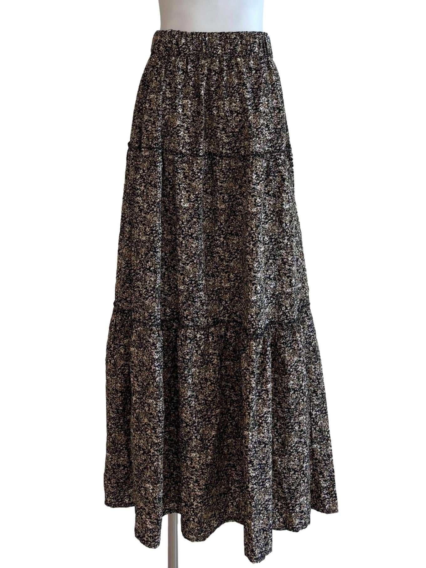 Taupe Brown Floral Tier Skirt - Image 2