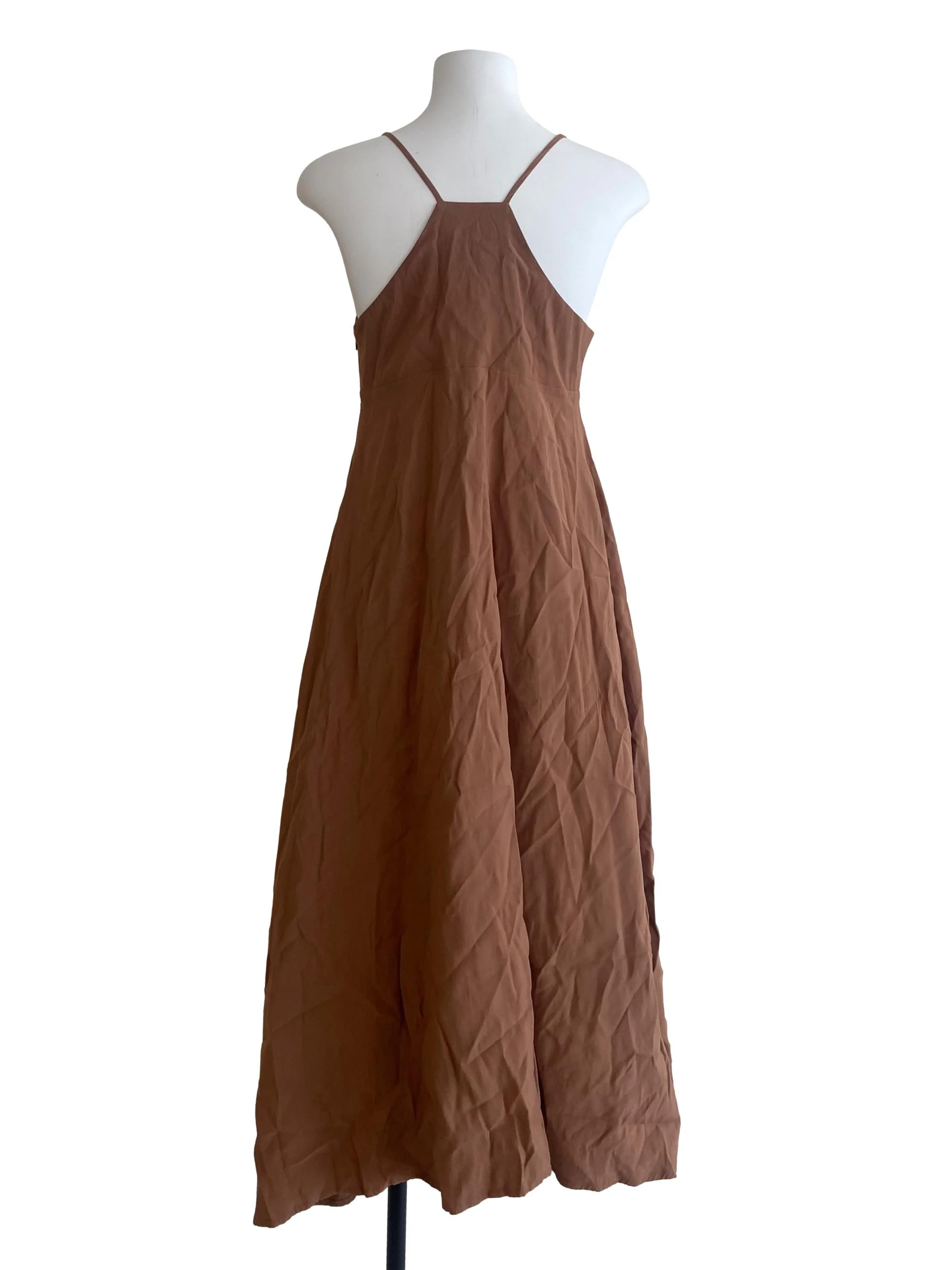 Tawny Brown Halter Neck Twill Dress - Image 2