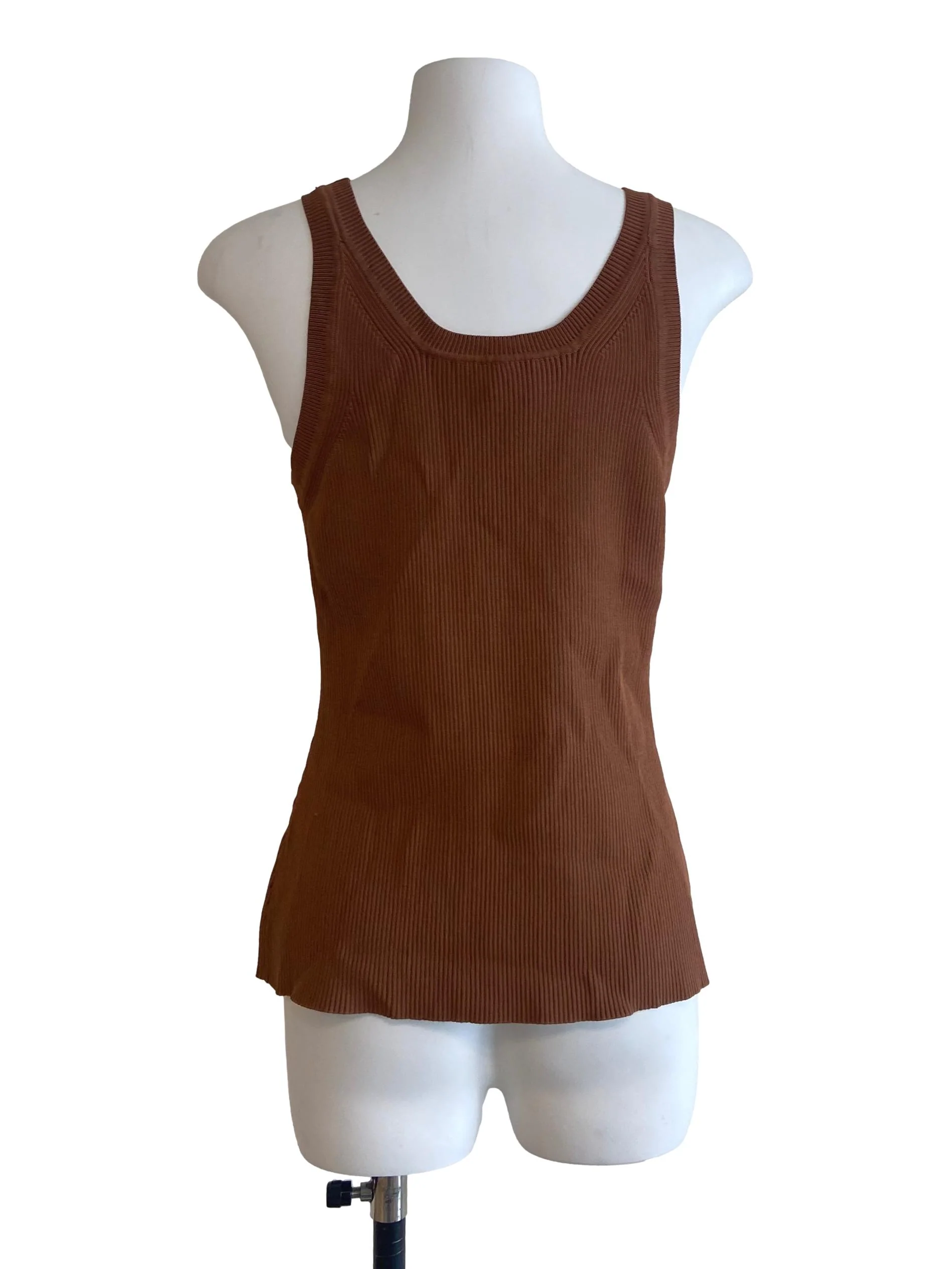 Tawny Brown Sleeveless Pencil Stripe Top - Image 2
