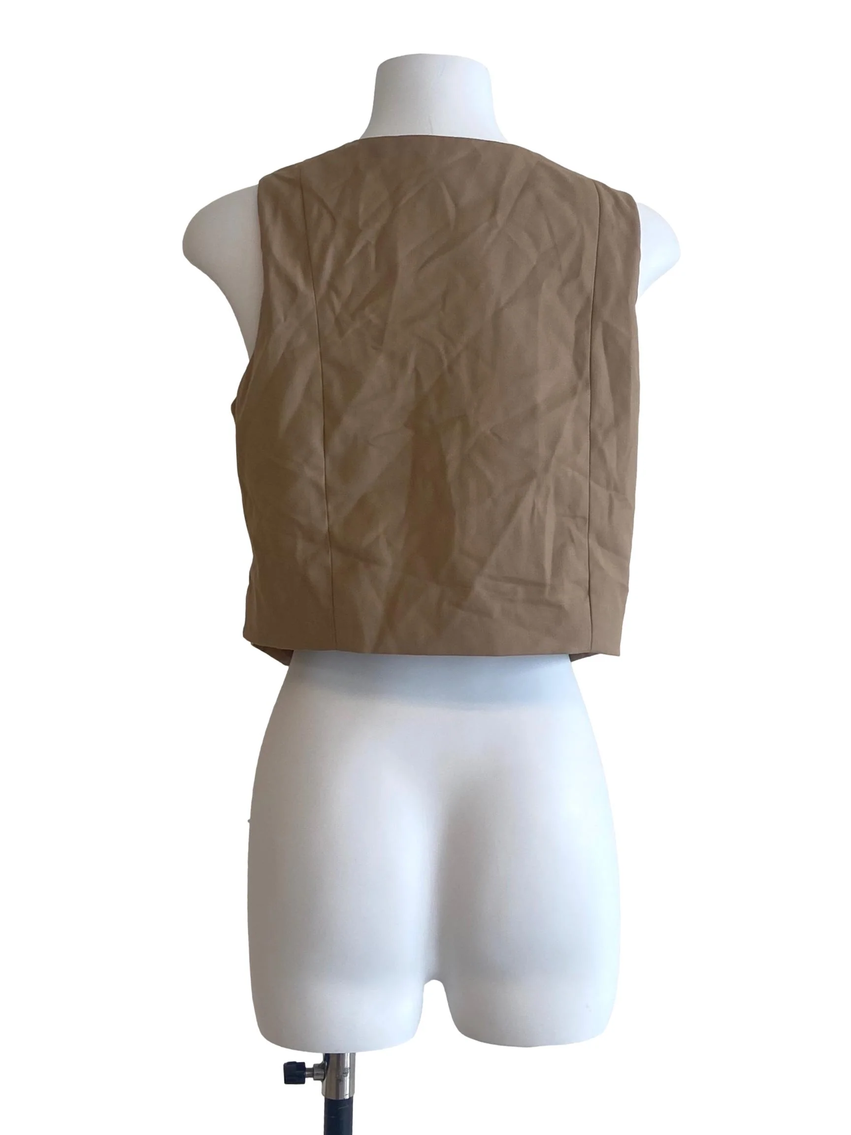 Tawny Brown Sleeveless Twill Vest - Image 2