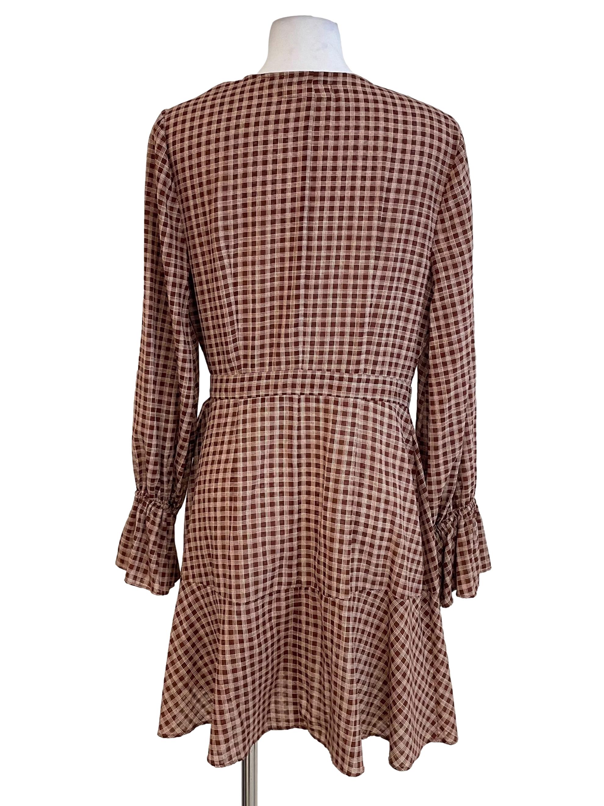 Tawny Checks Wrap Dress - Image 2