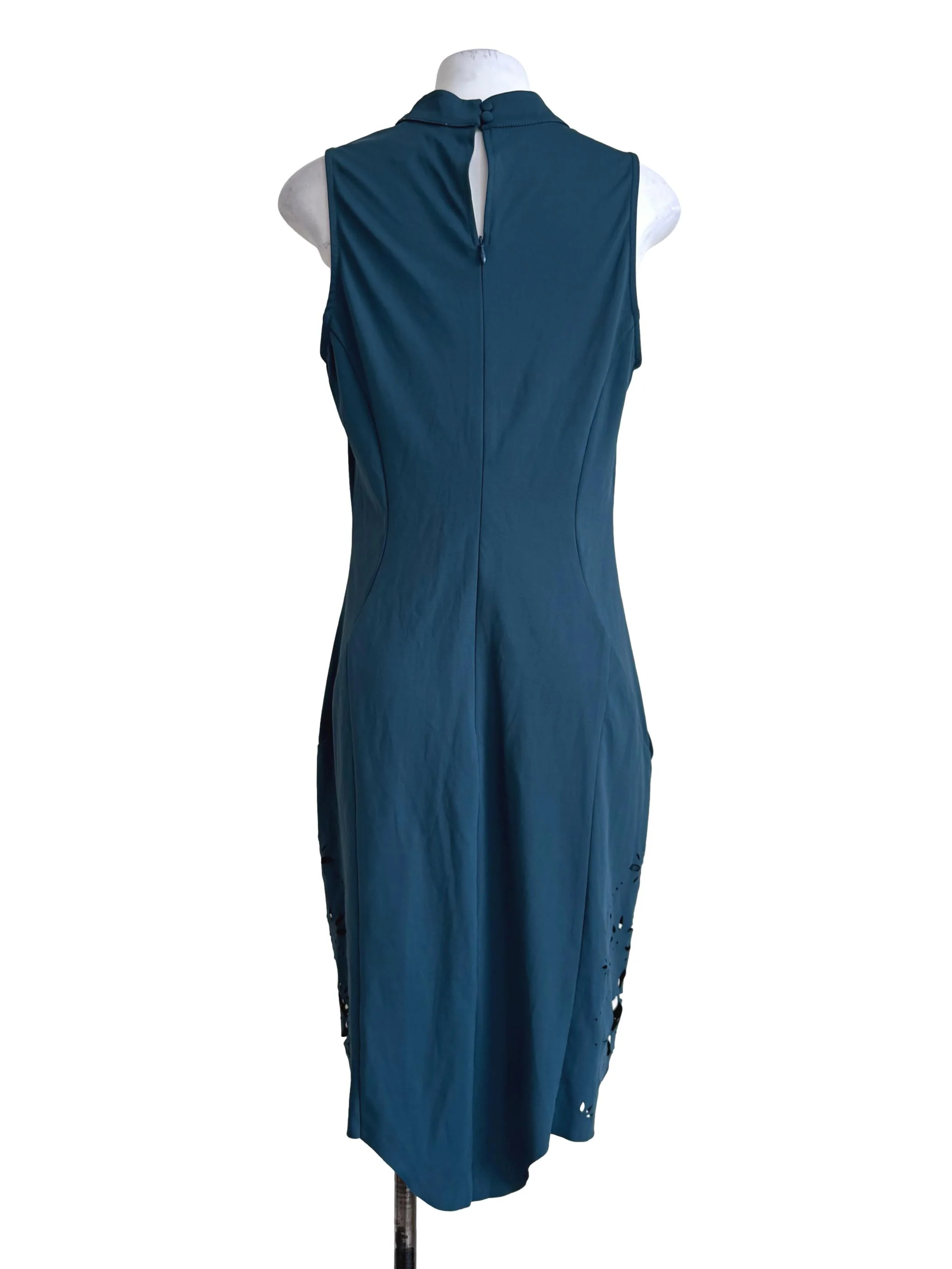 Teal Blue High Neck Bodycon Dress - Image 2