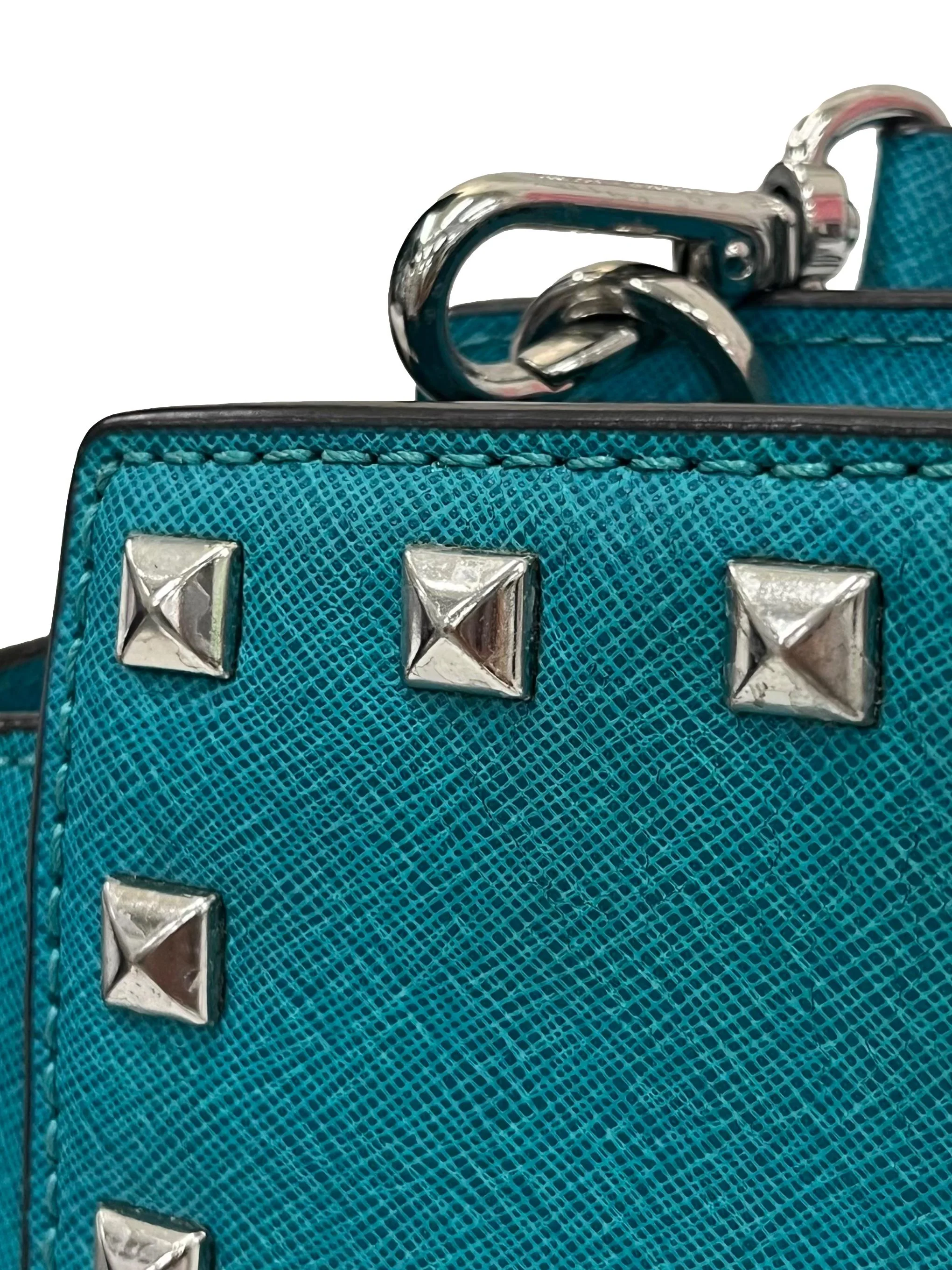 Teal Blue Selma Studded Saffiano Feather Crossbody Bag CSN - Image 2