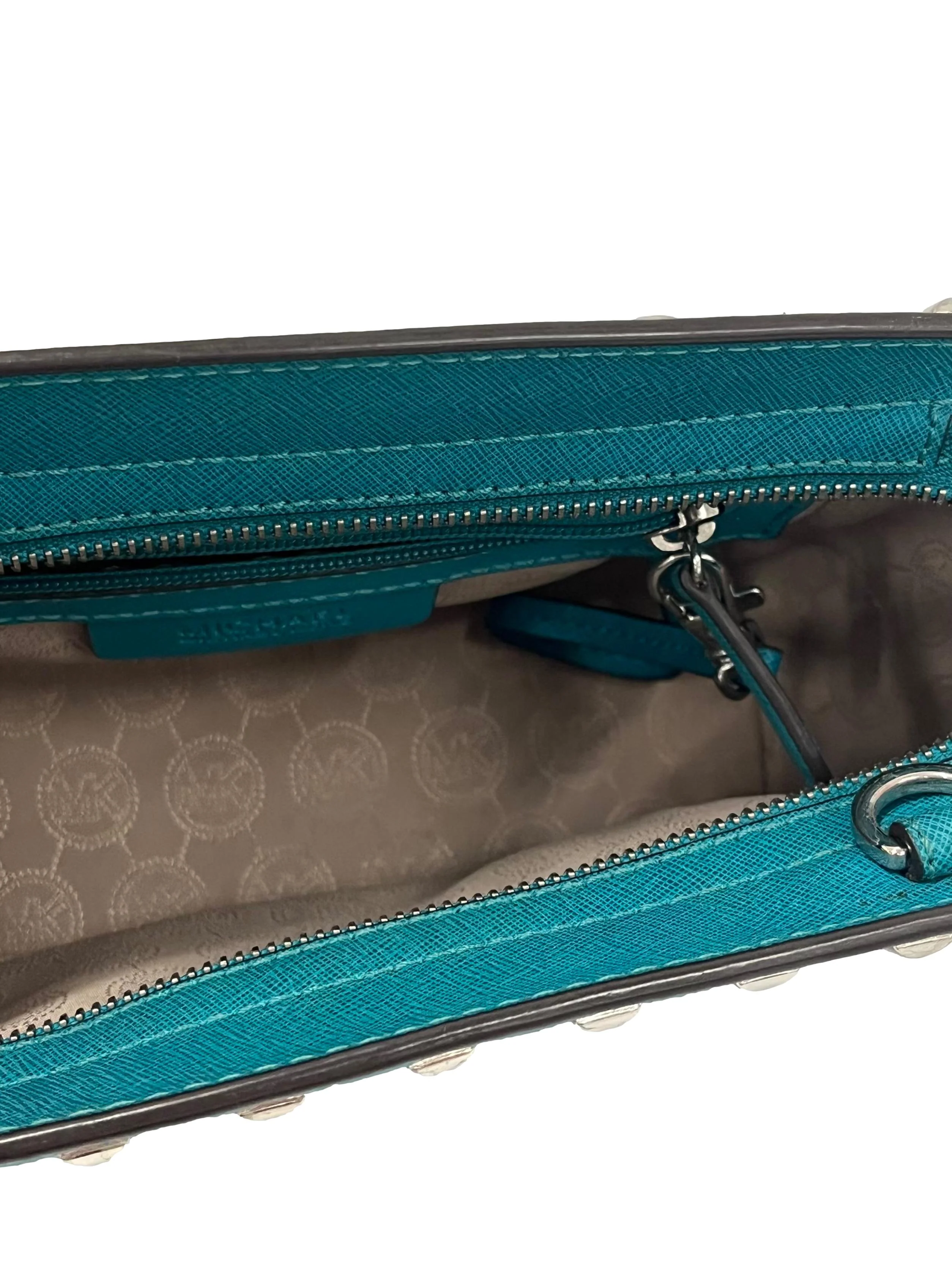 Teal Blue Selma Studded Saffiano Feather Crossbody Bag CSN - Image 3