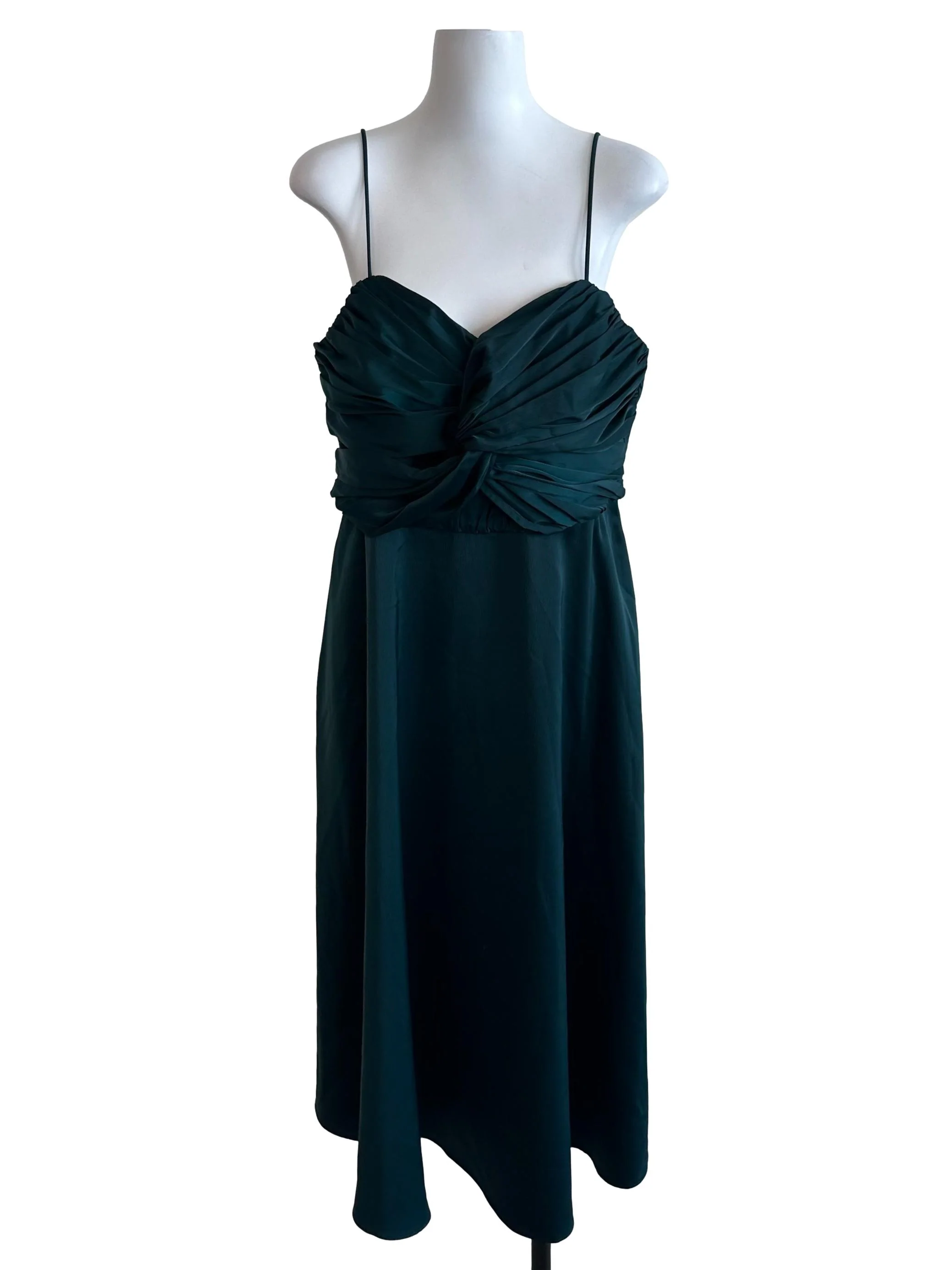 Teal Green Pleated Knot Dress