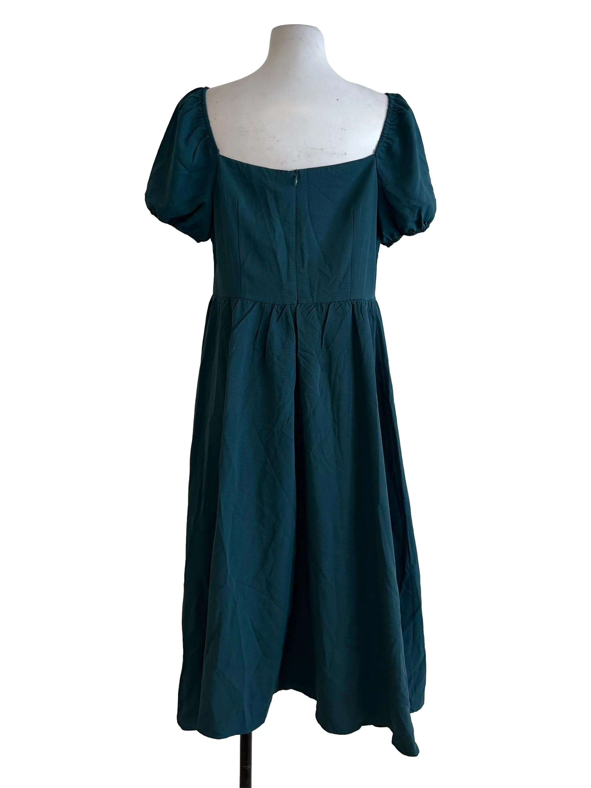 Teal Green Square Neck Dropwaist Dress - Image 2