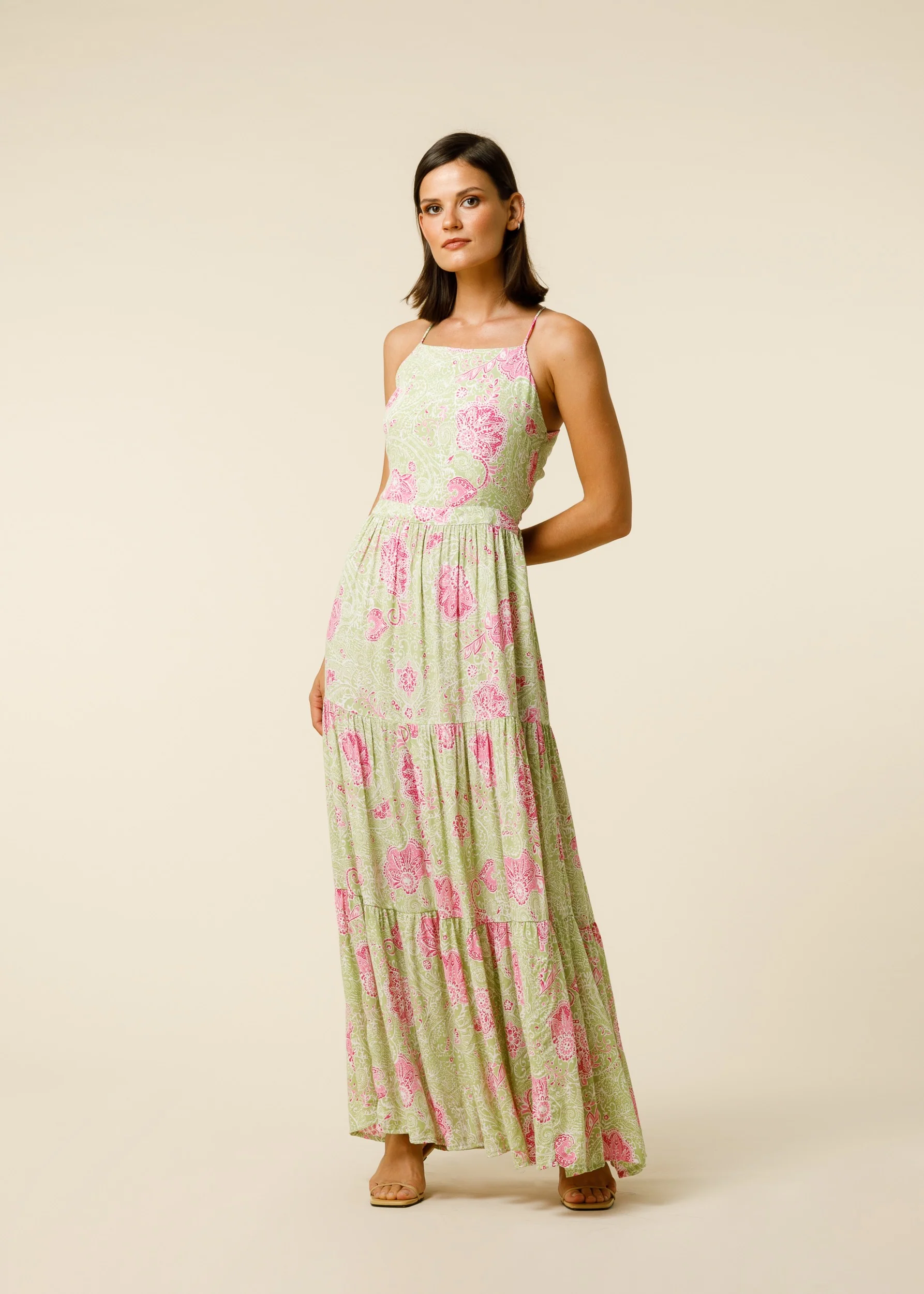 Tessa Open Back Dress In Lime Light - Green CSN - Image 4