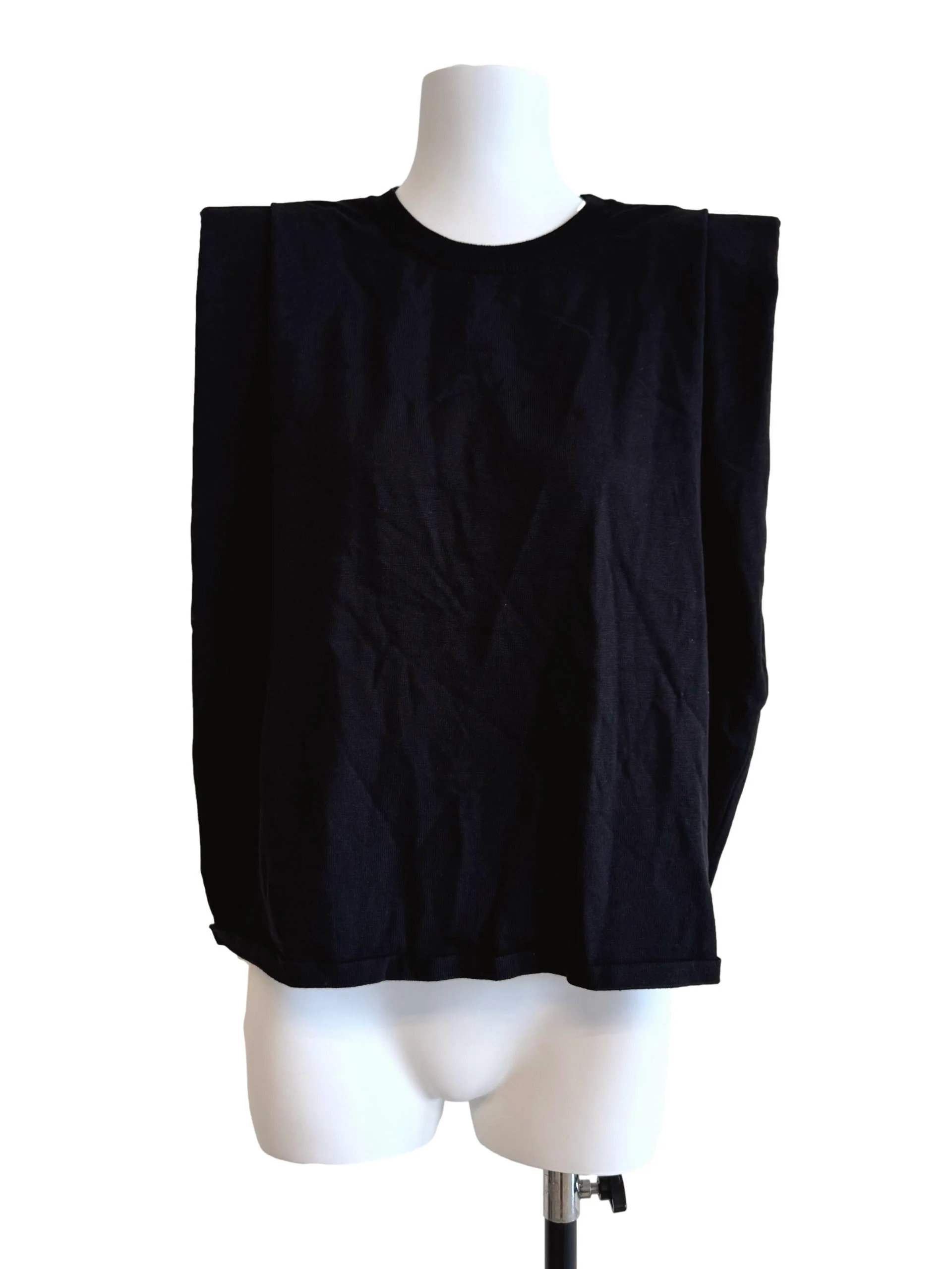 Textured Black Padded Shoulder Top LB