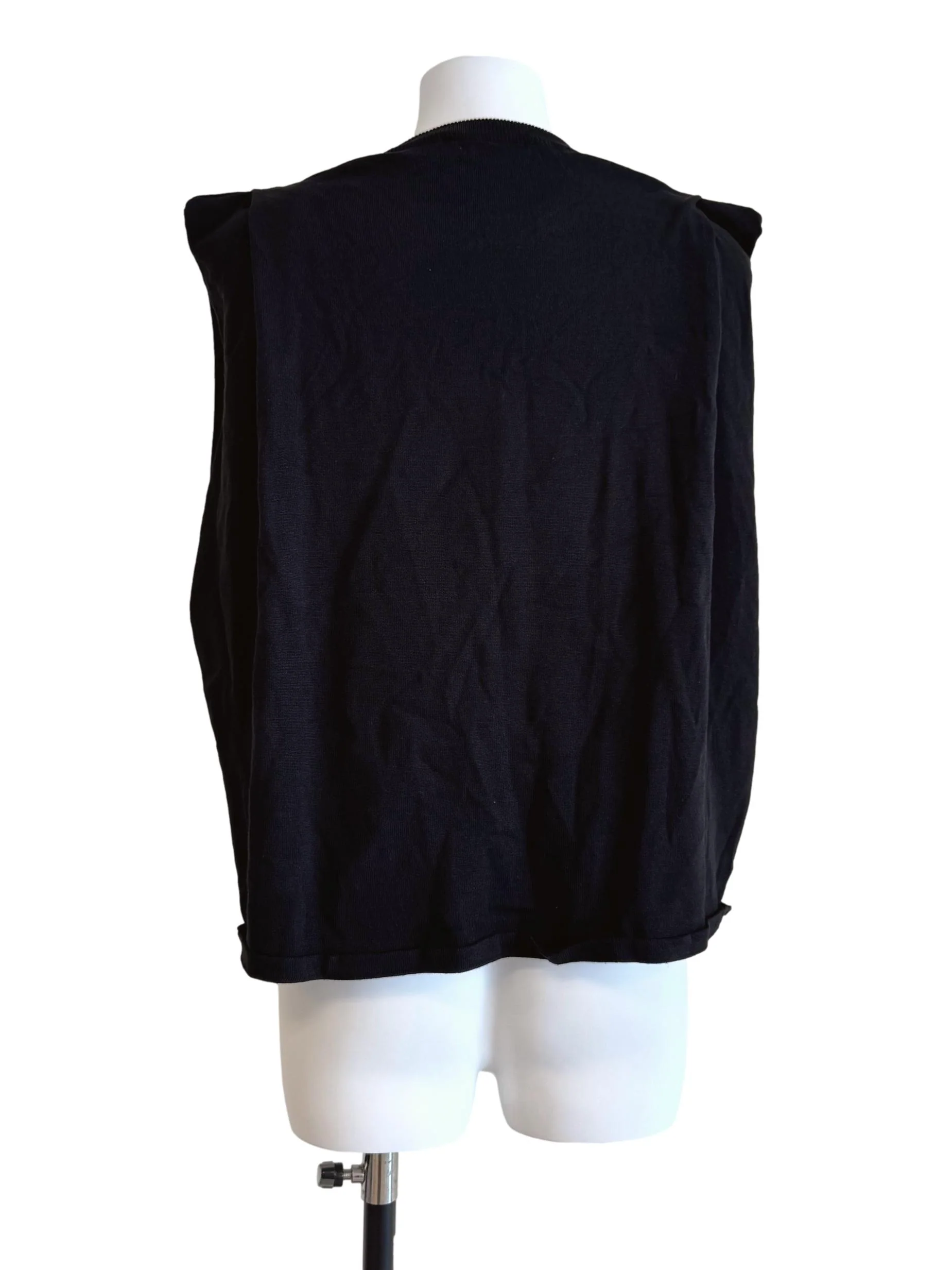 Textured Black Padded Shoulder Top LB - Image 2