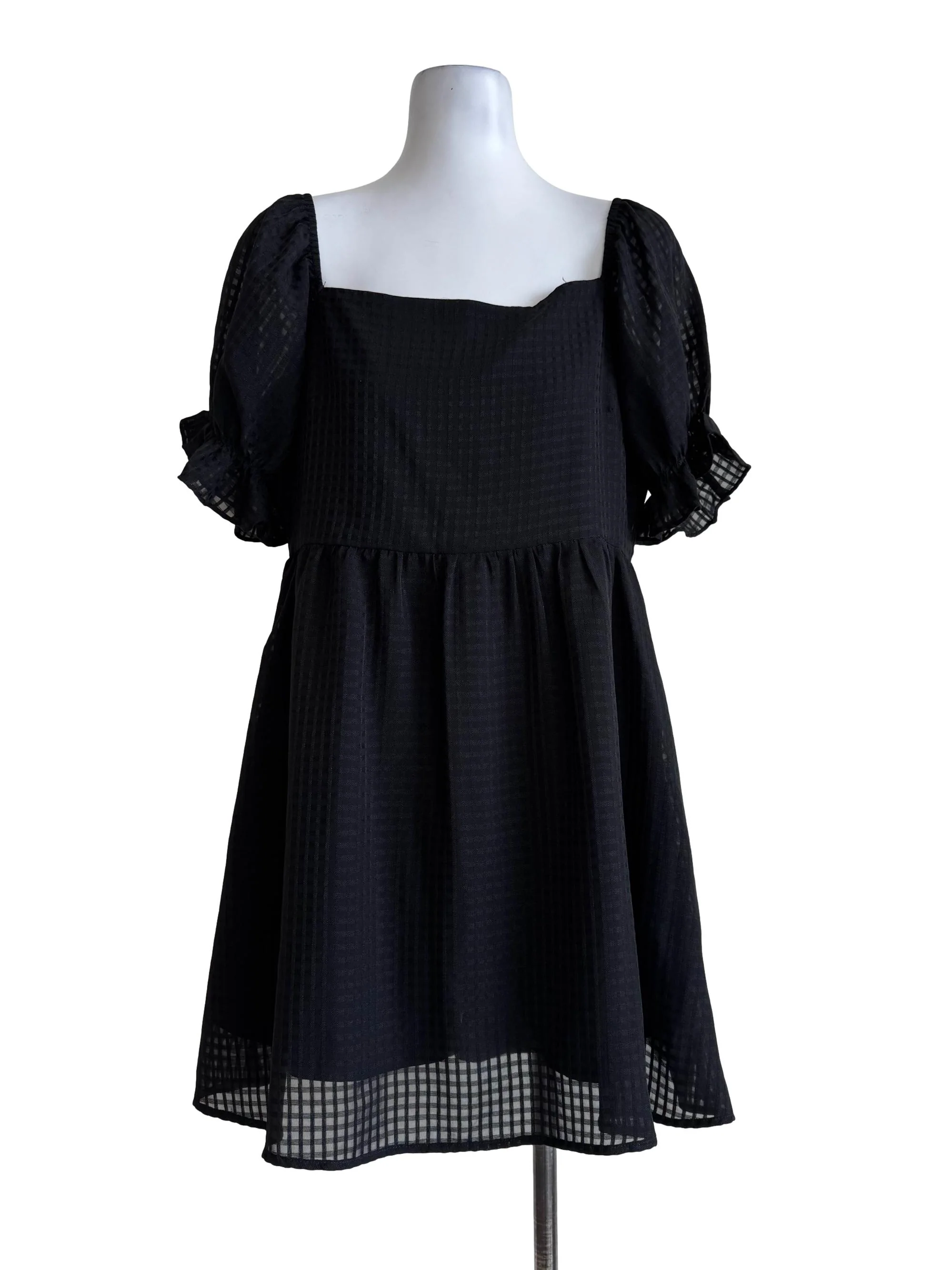 Textured Black Romper Dress