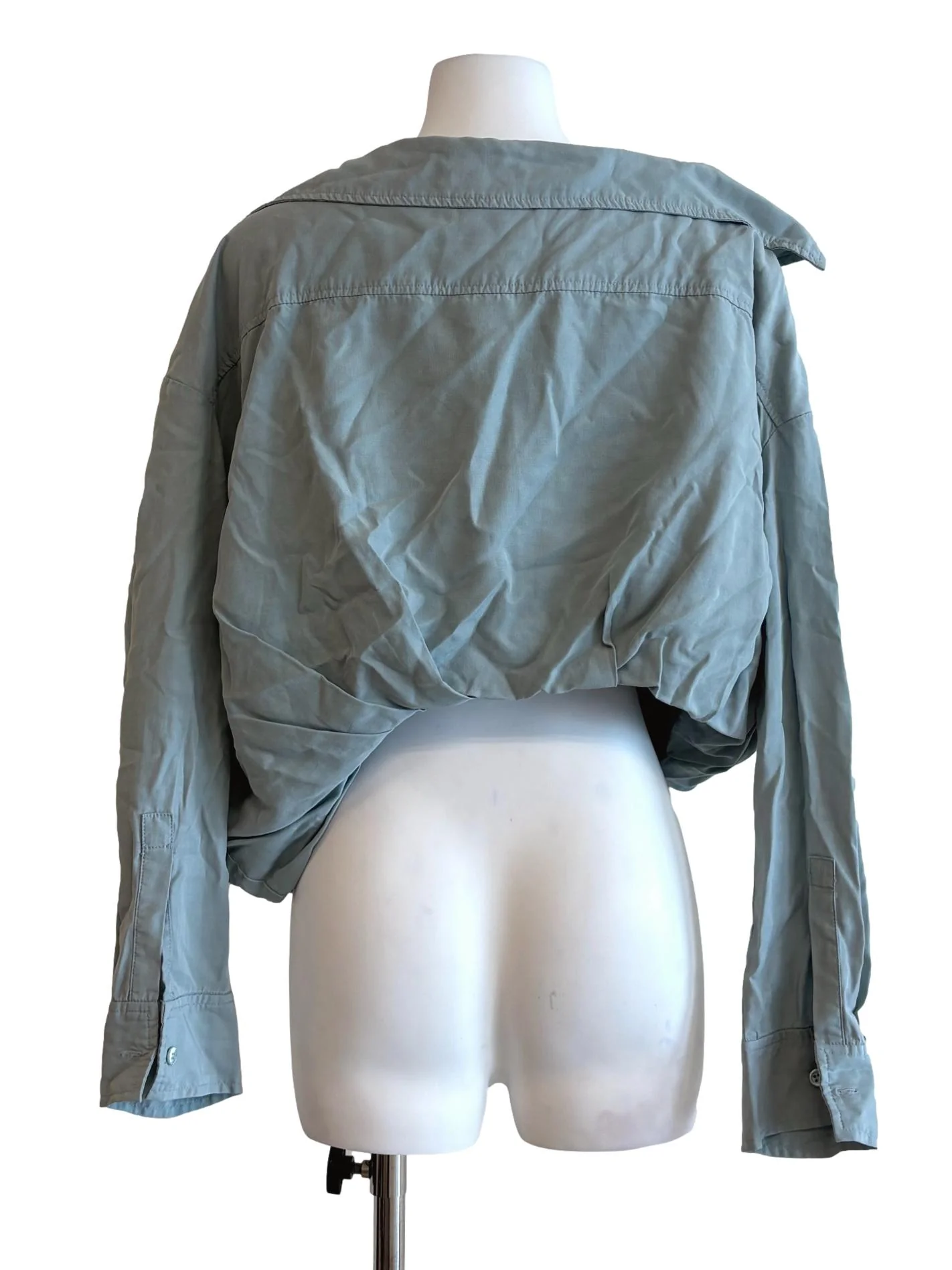 Tiffany Blue Buttoned Asymmetrical Crop Top - Image 2