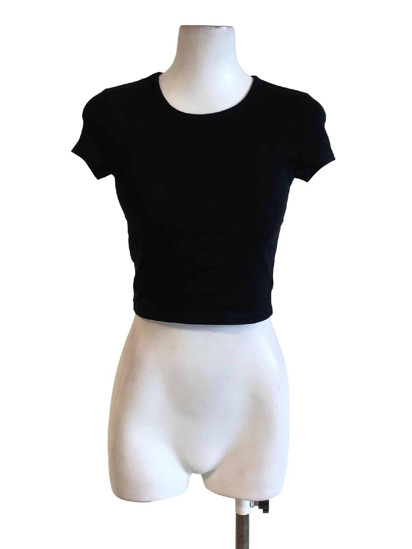 True Black Round Neck Short Sleeve Cropped T-Shirt TTR