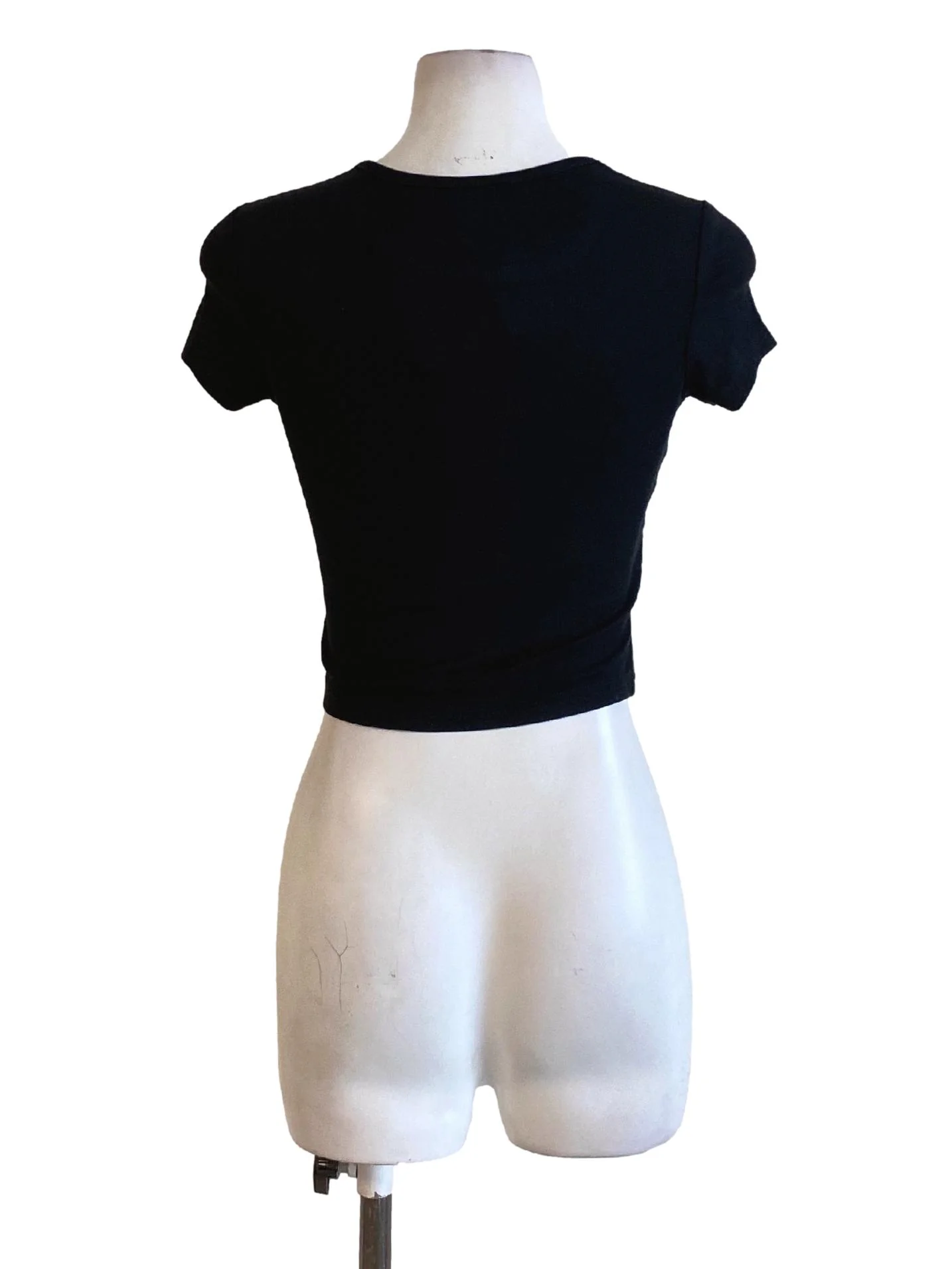 True Black Round Neck Short Sleeve Cropped T-Shirt TTR - Image 2