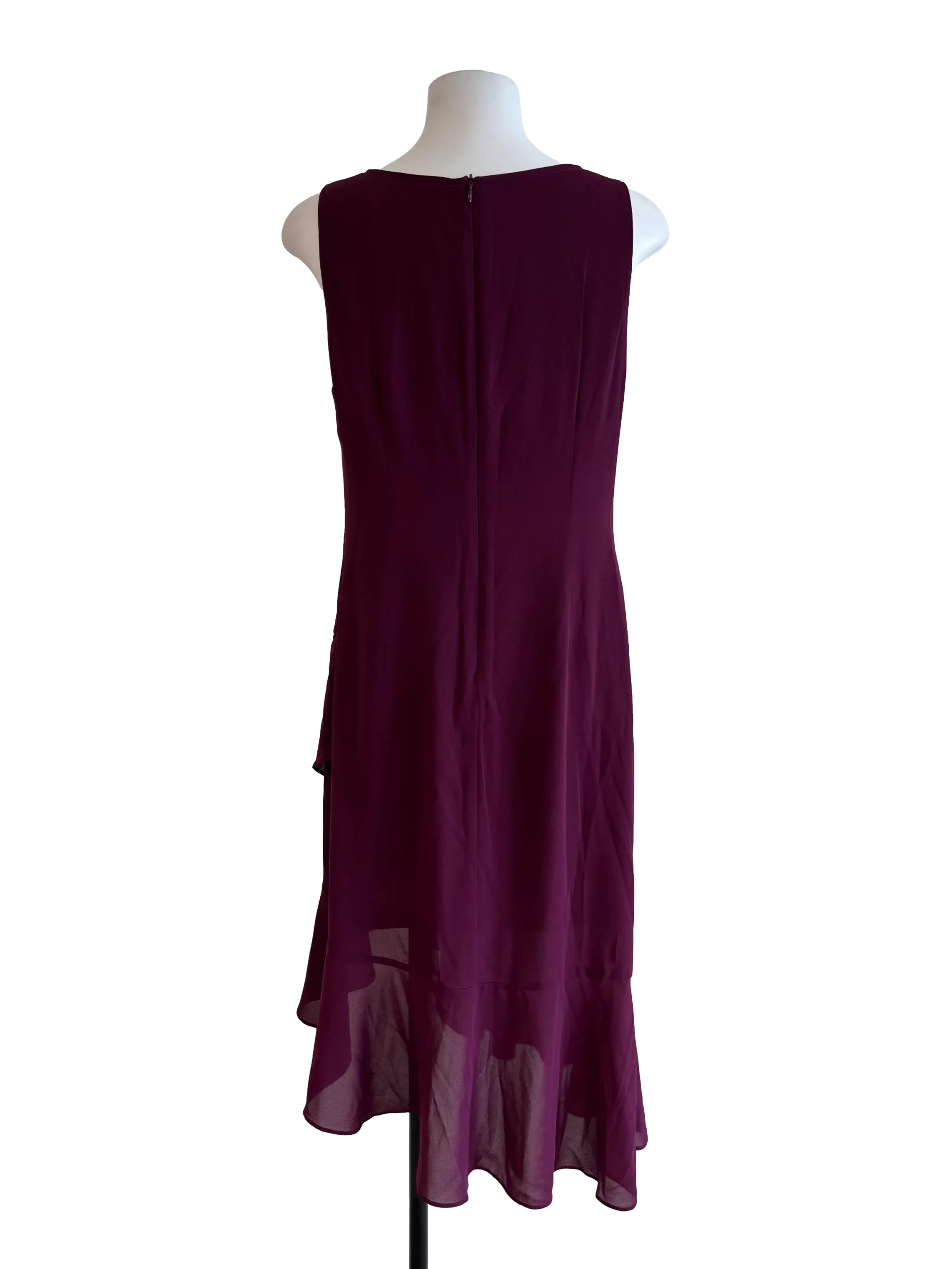 Tyrian Purple Sleeveless Ruffle Dress - Image 2