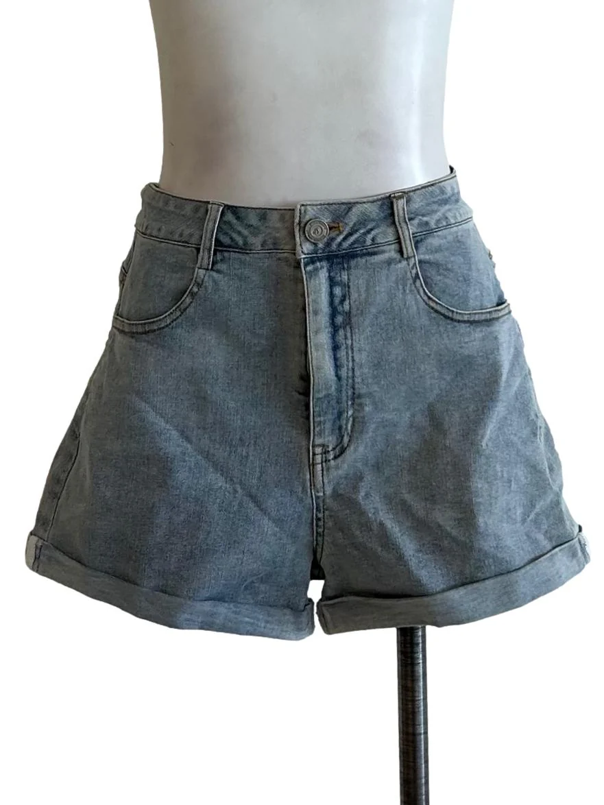 Washed Blue Denim Shorts