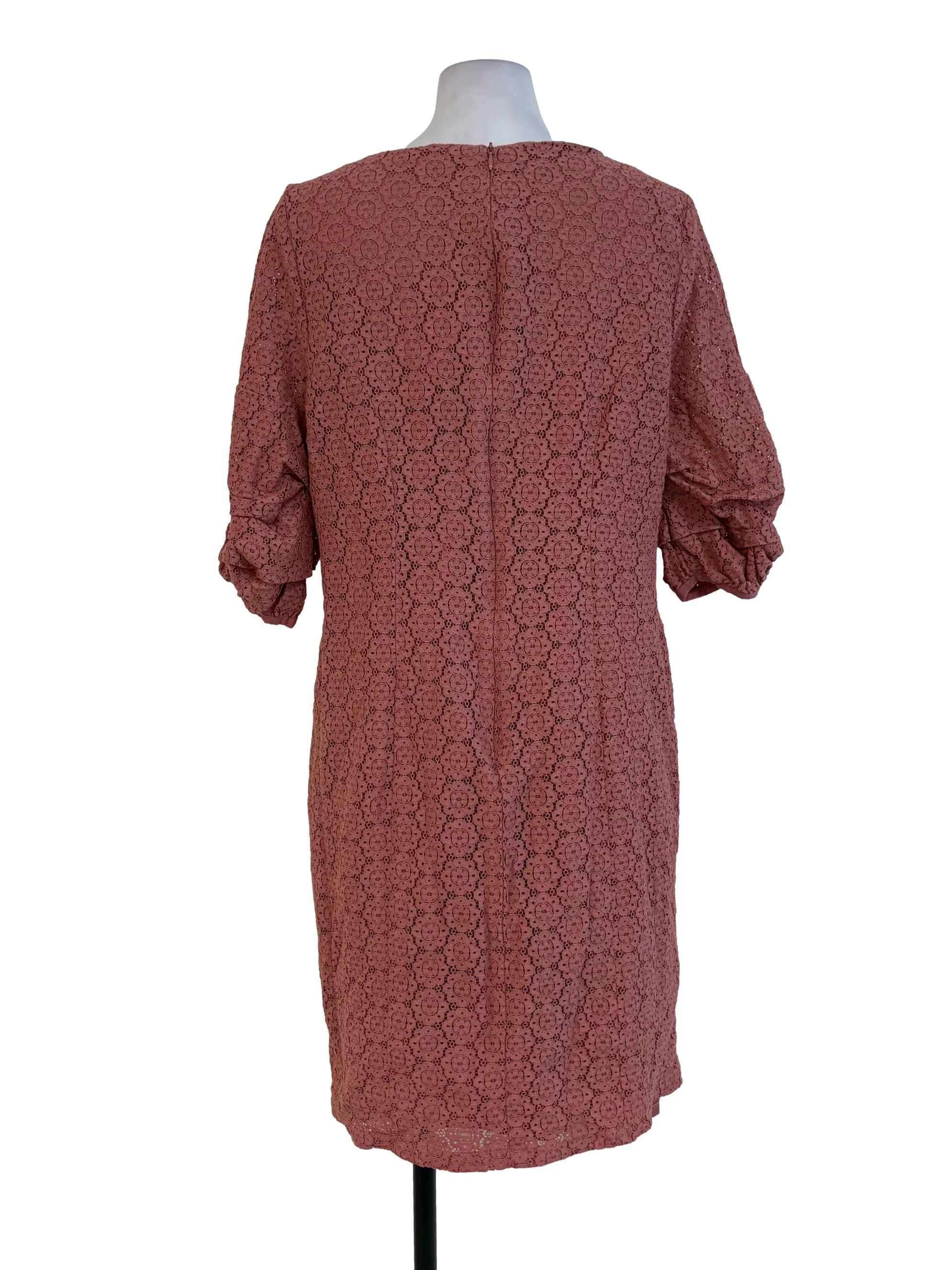 Watermelon Pink Floral Lace Dress - Image 2