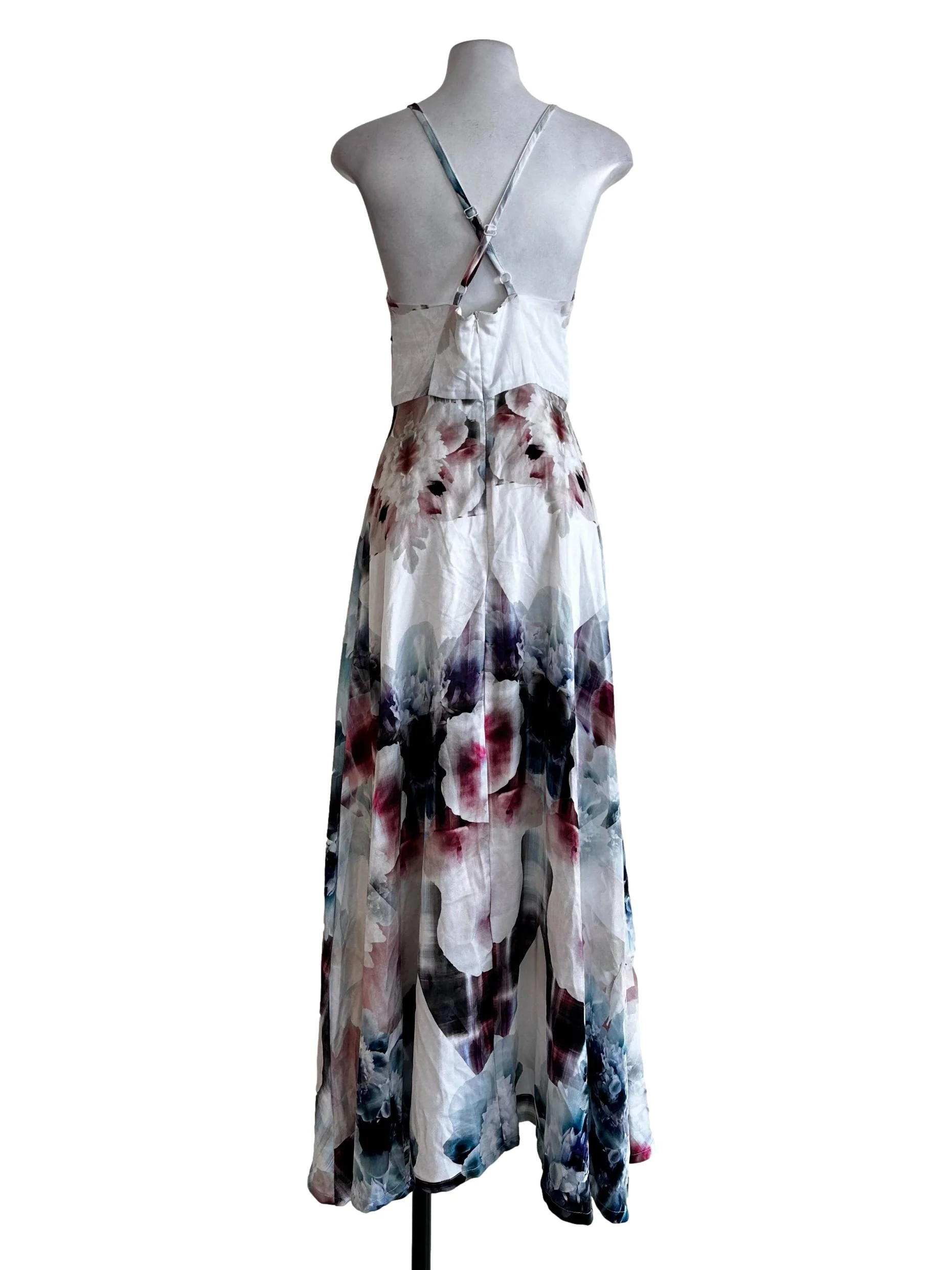 White Abtract Pattern Halter Dress - Image 2