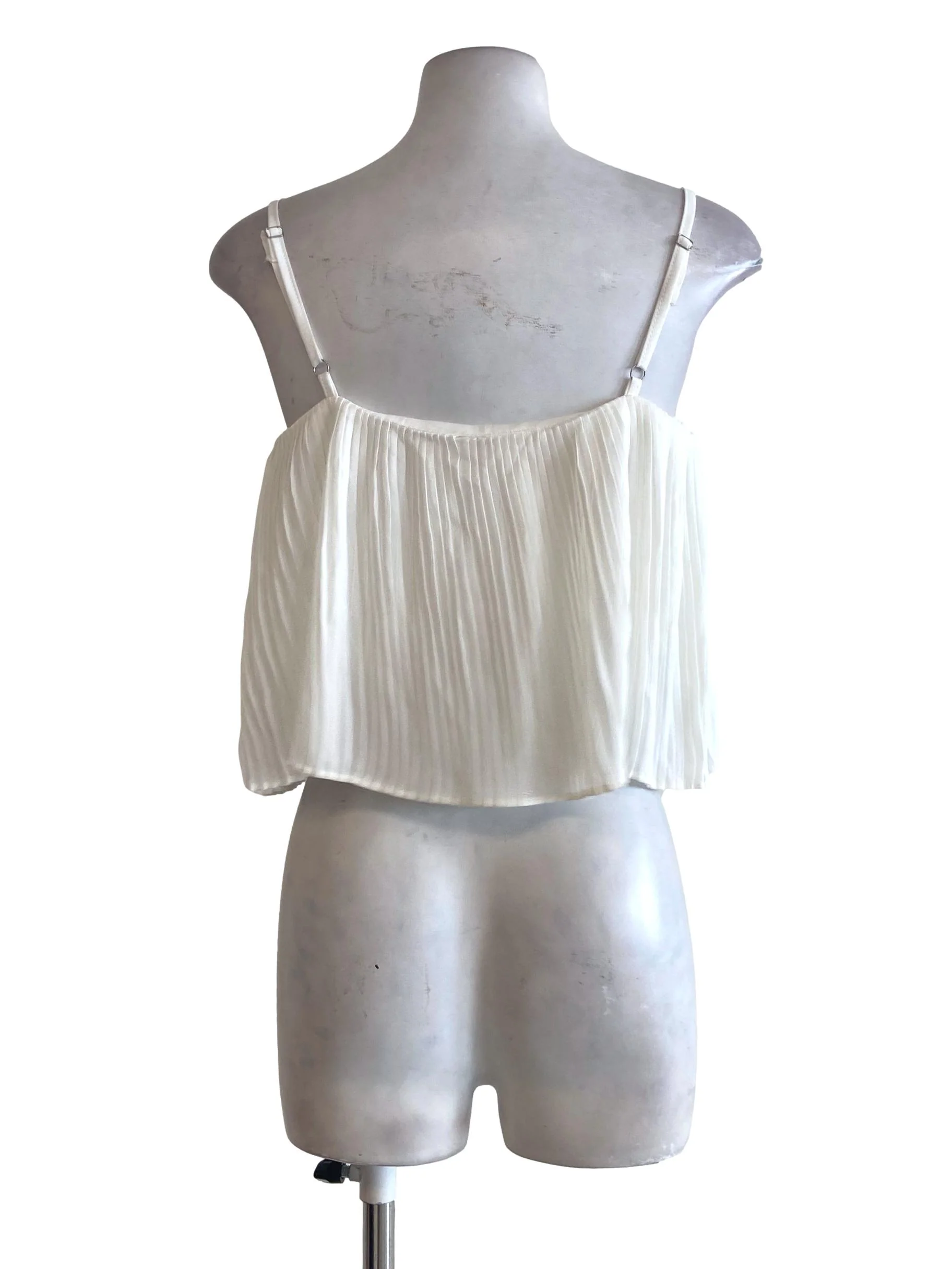 White Accordion Crop Blouse - Image 2