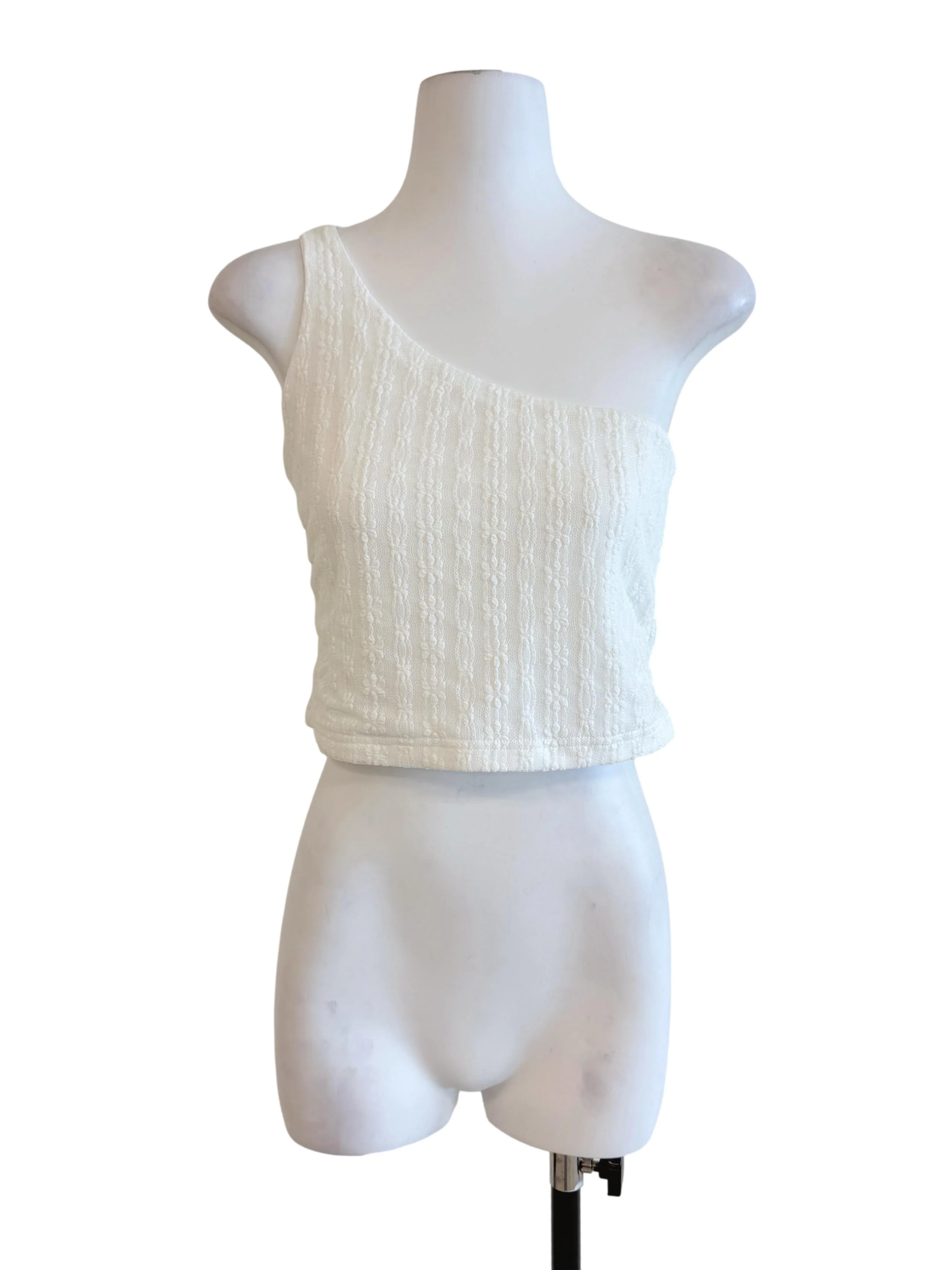 White Asymmetrical Crop Top