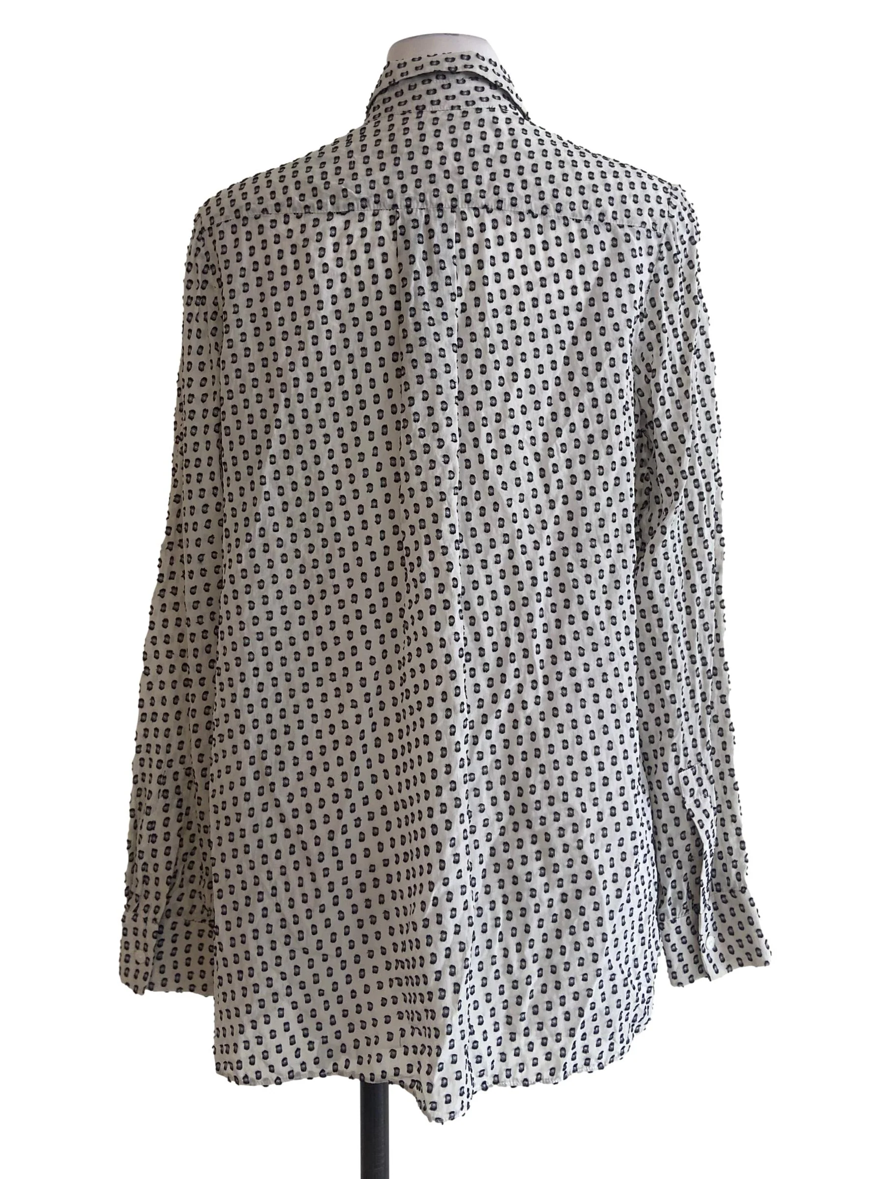 White & Black Dot Button Down Blouse - Image 2
