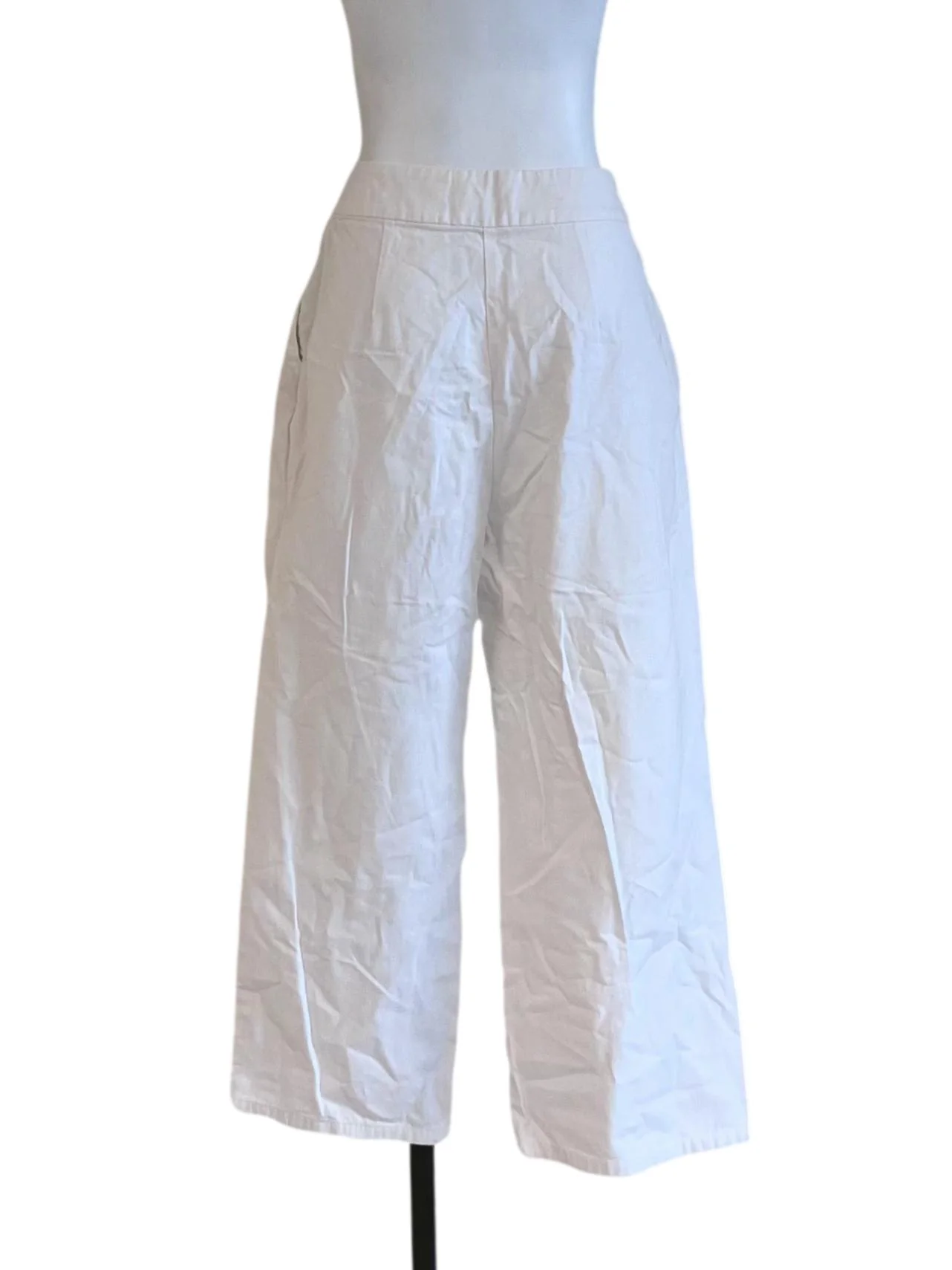 White Cotton Wide Leg Culottes OSN - Image 2
