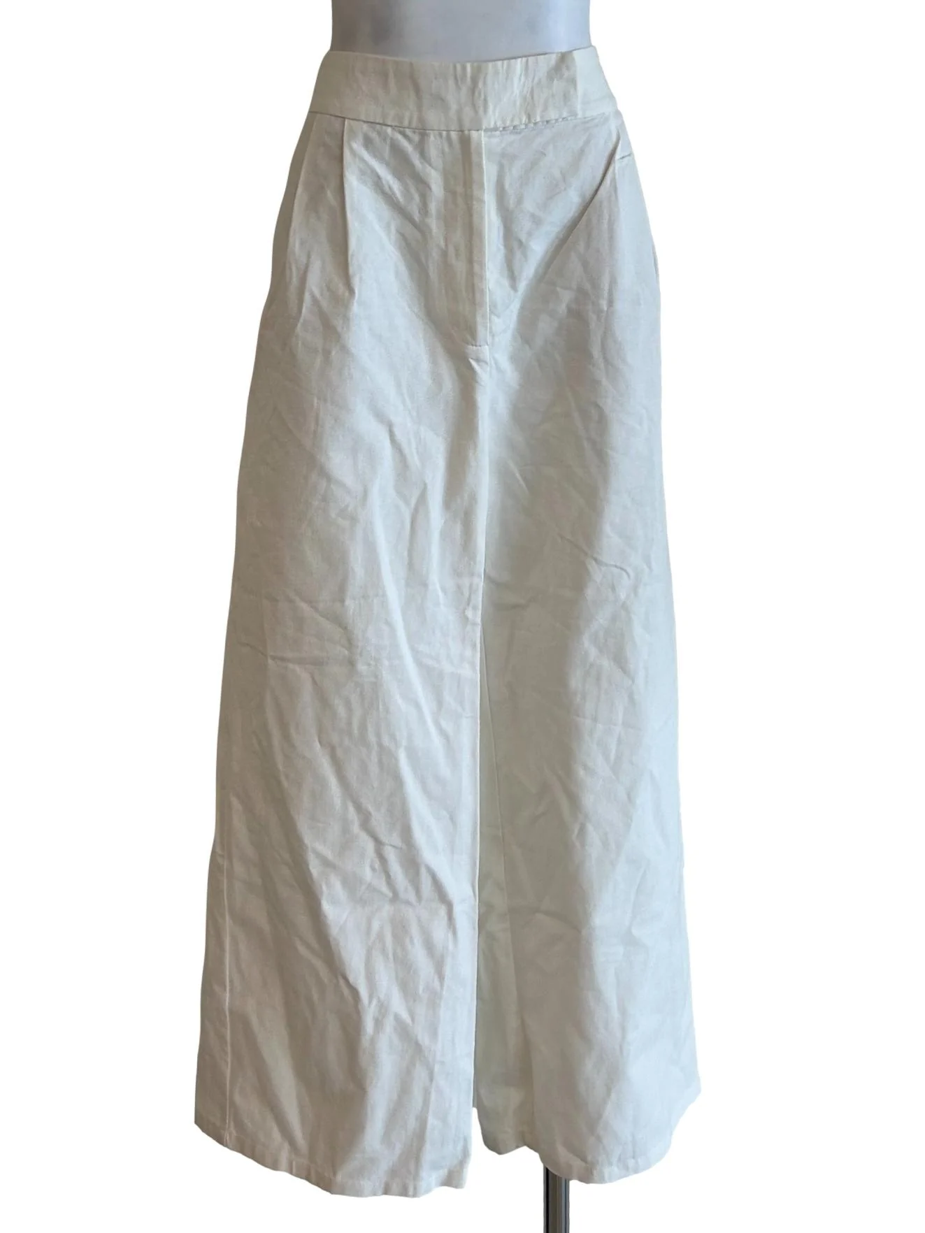 White Double Pleat Cotton Pants OSN