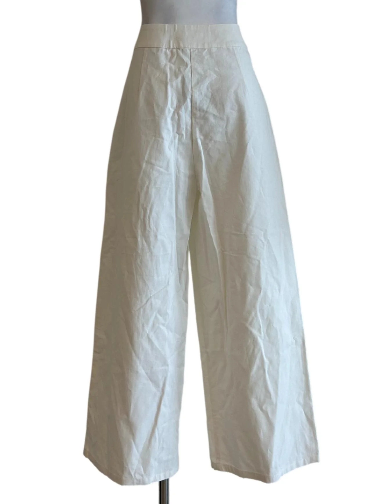 White Double Pleat Cotton Pants OSN - Image 2