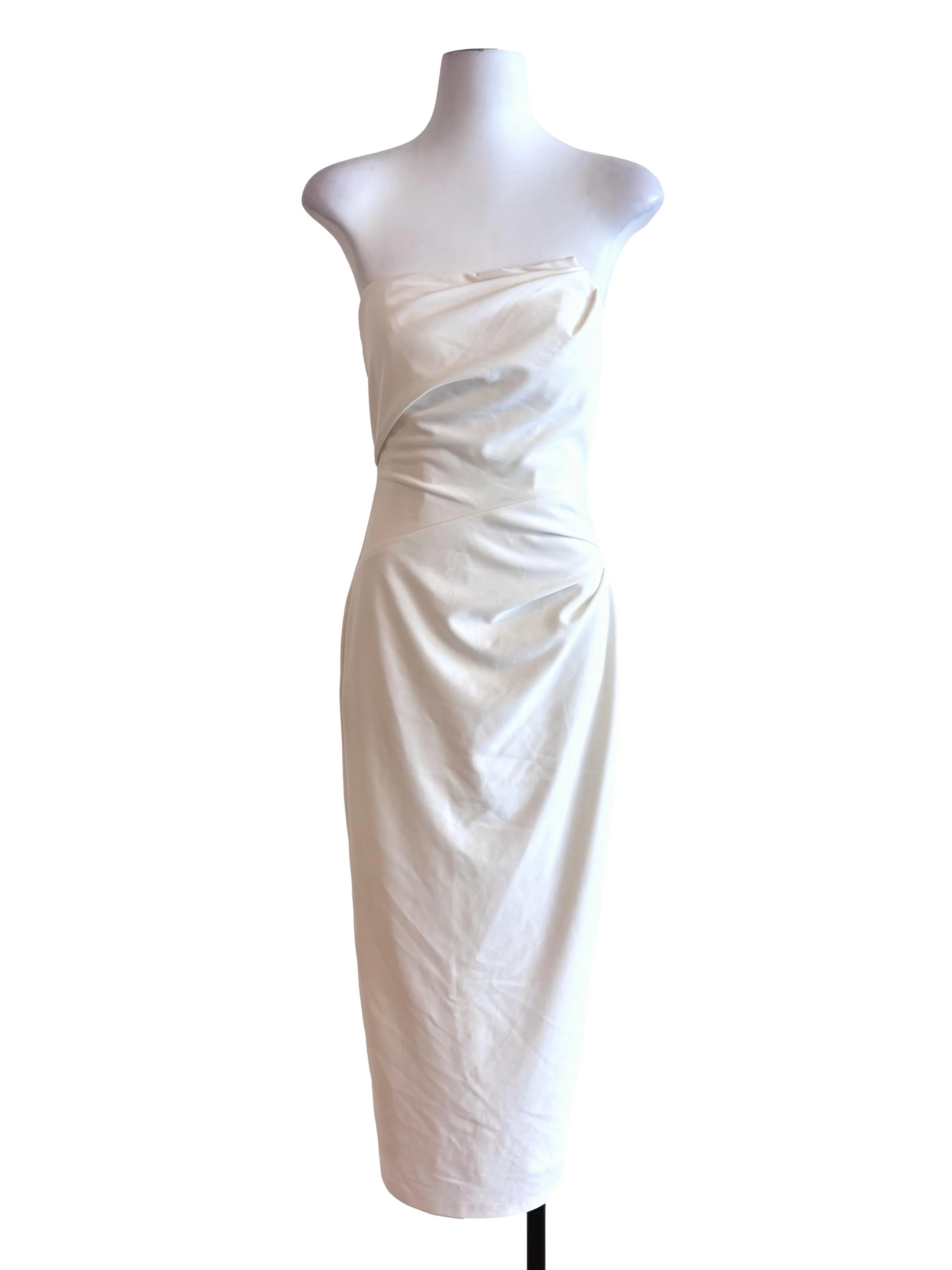 White Drape Strapless Dress