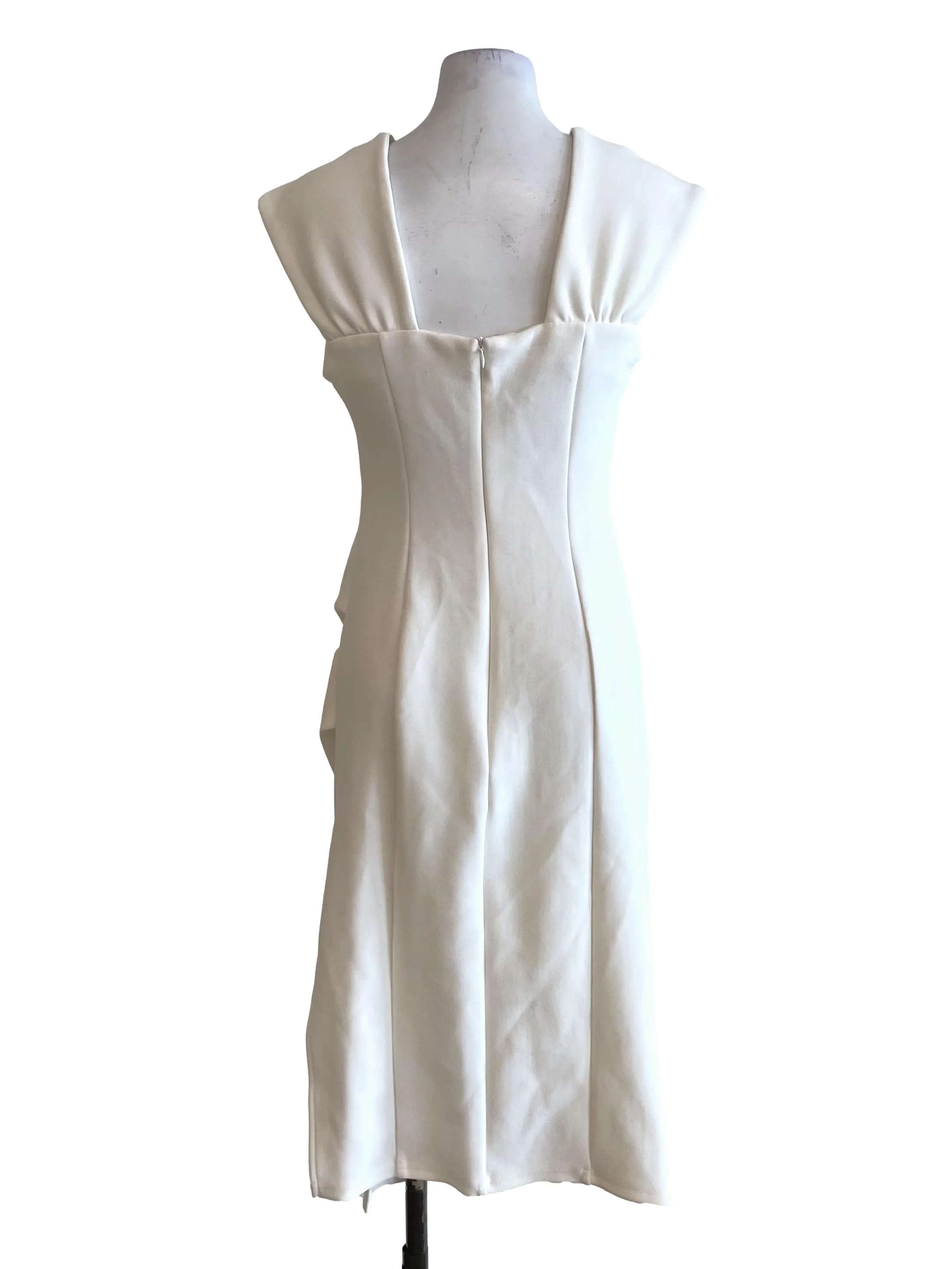 White Draped Bodycon Dress - Image 2
