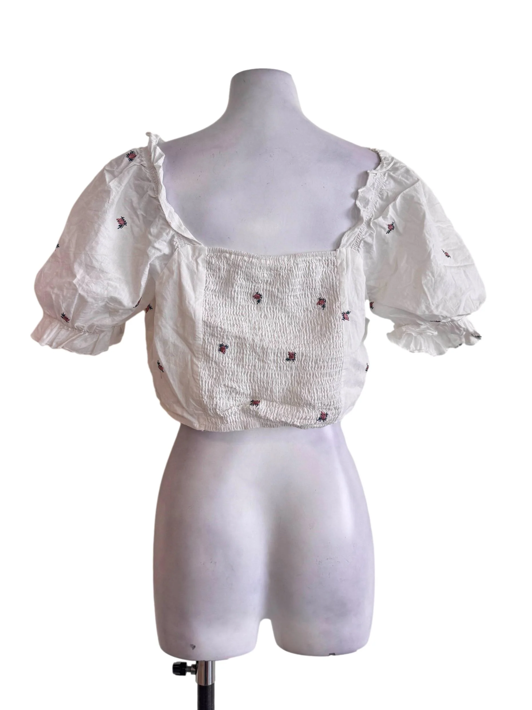 White Embroidered Floral Top - Image 2