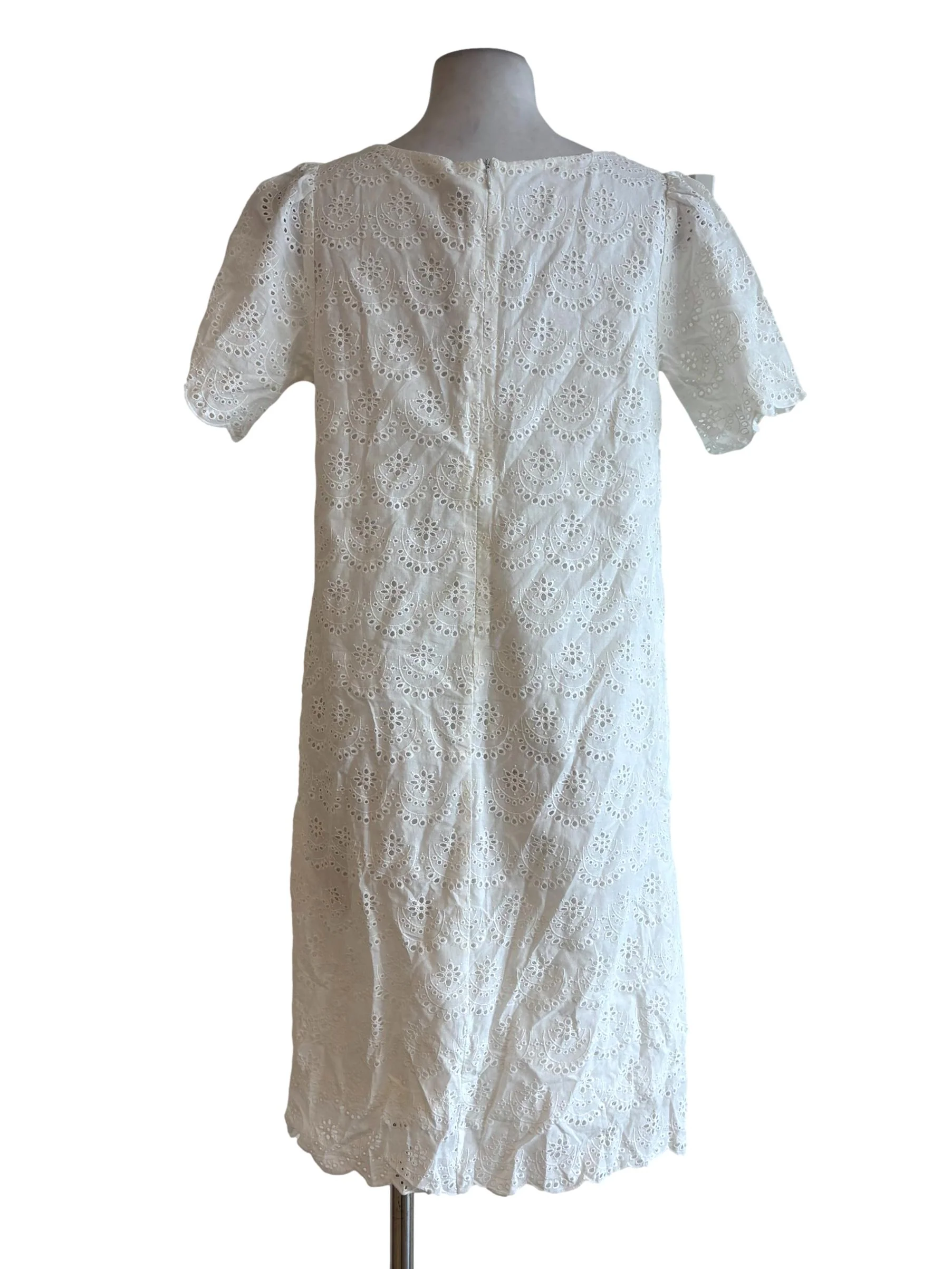 White Embroidered Short Sleeve Dress - Image 2