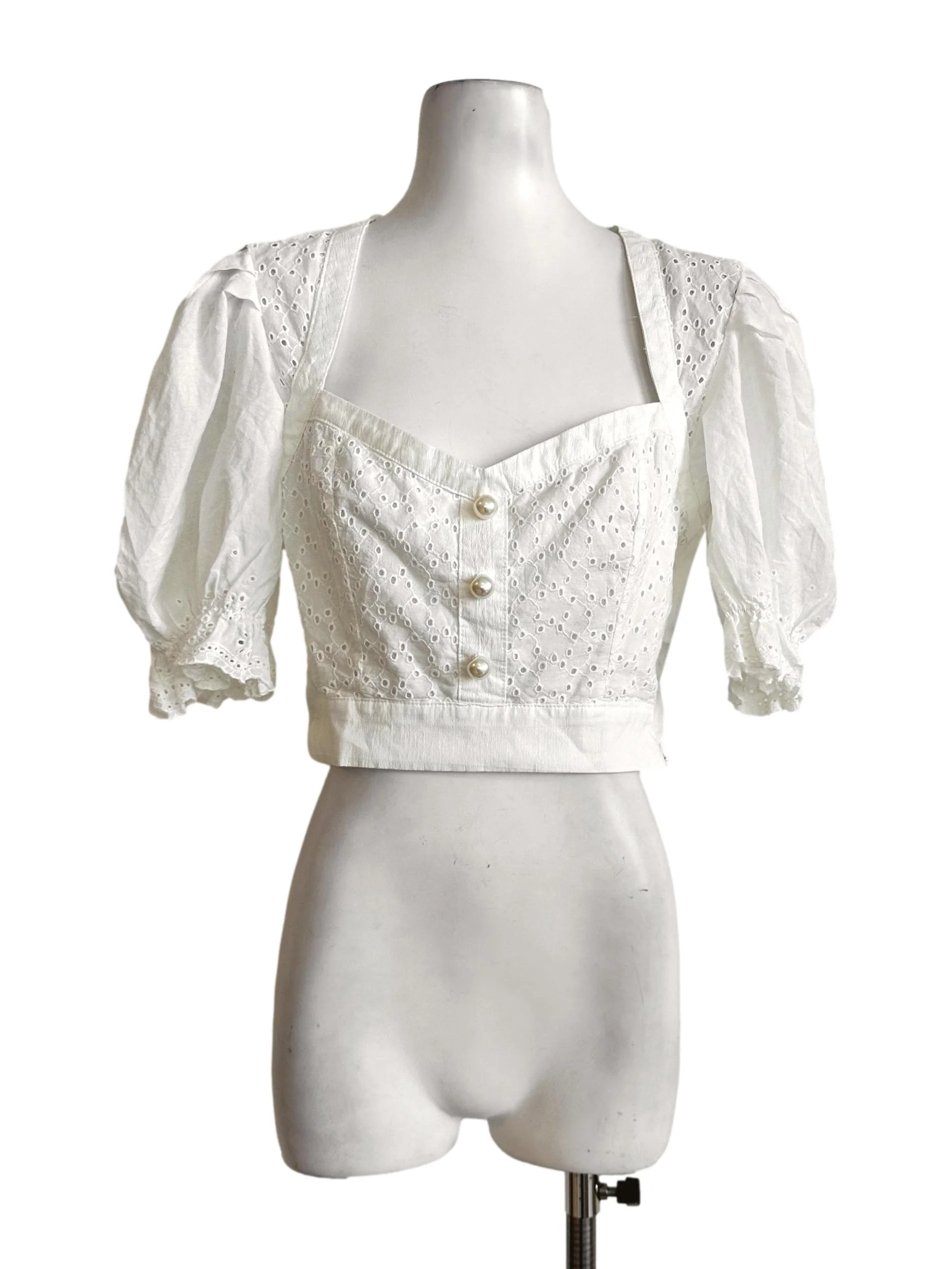 White Embroidery Pattern Top