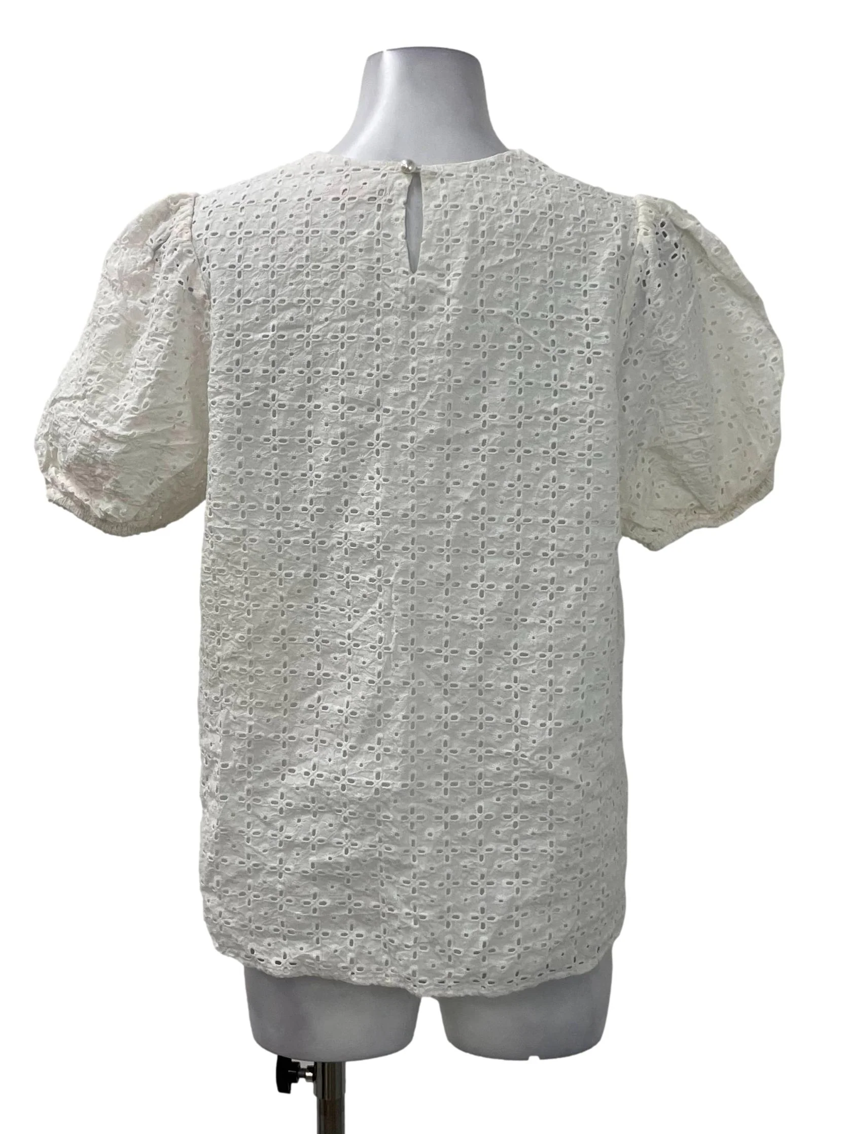 White Eyelet Puff Sleeve Top - Image 2