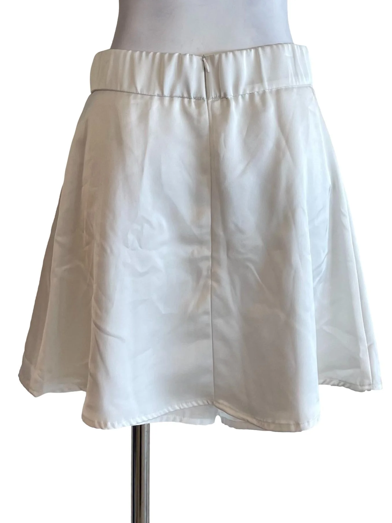 White Flip Satin Mini Skirt - Image 2