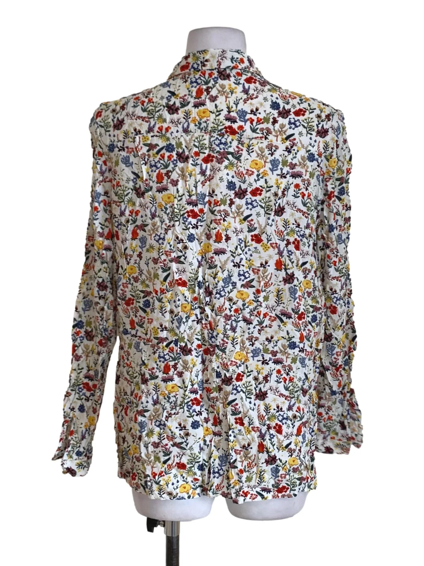 White Floral Button Down Blouse - Image 2