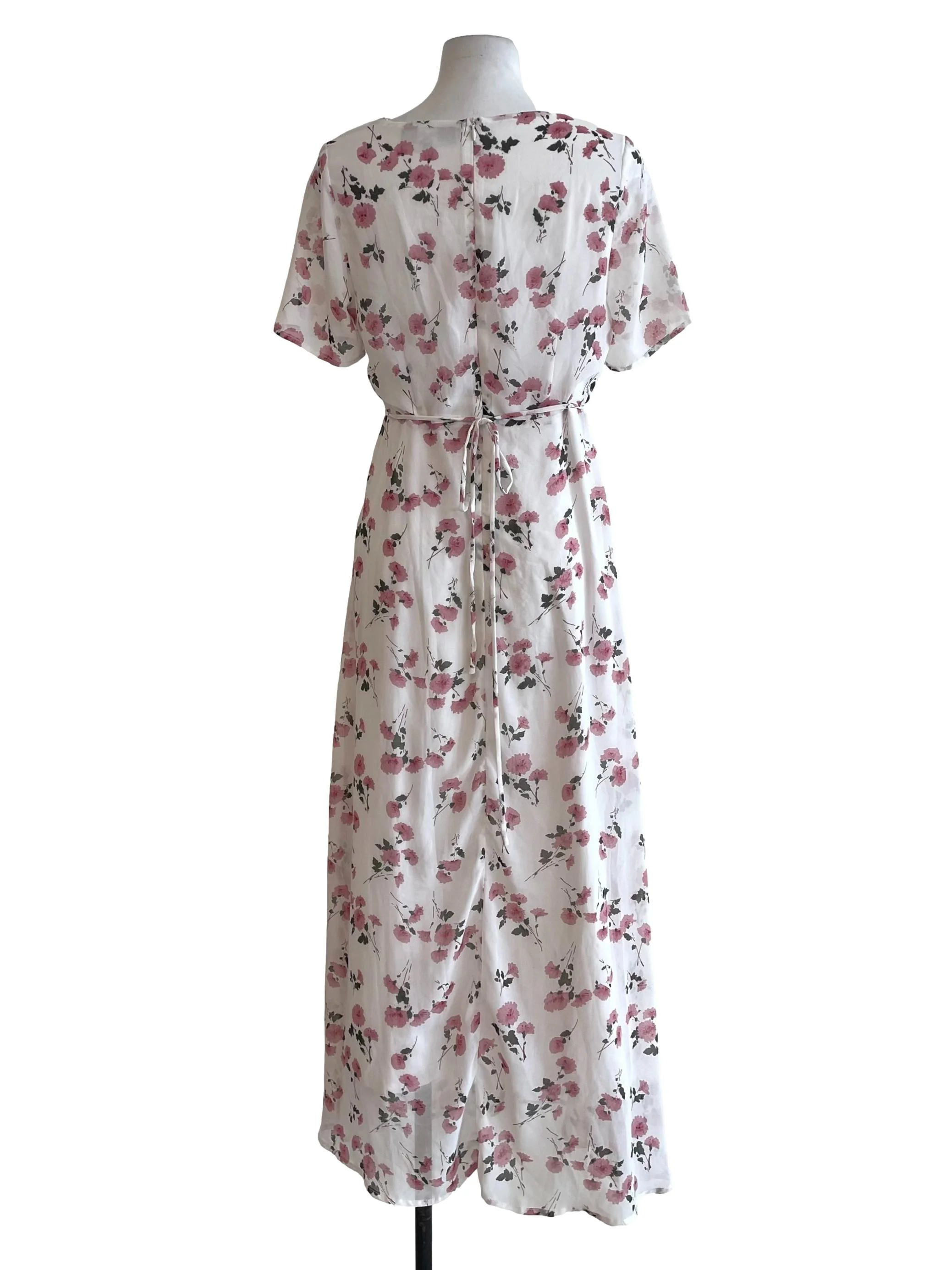 White Floral Chiffon Dress - Image 2
