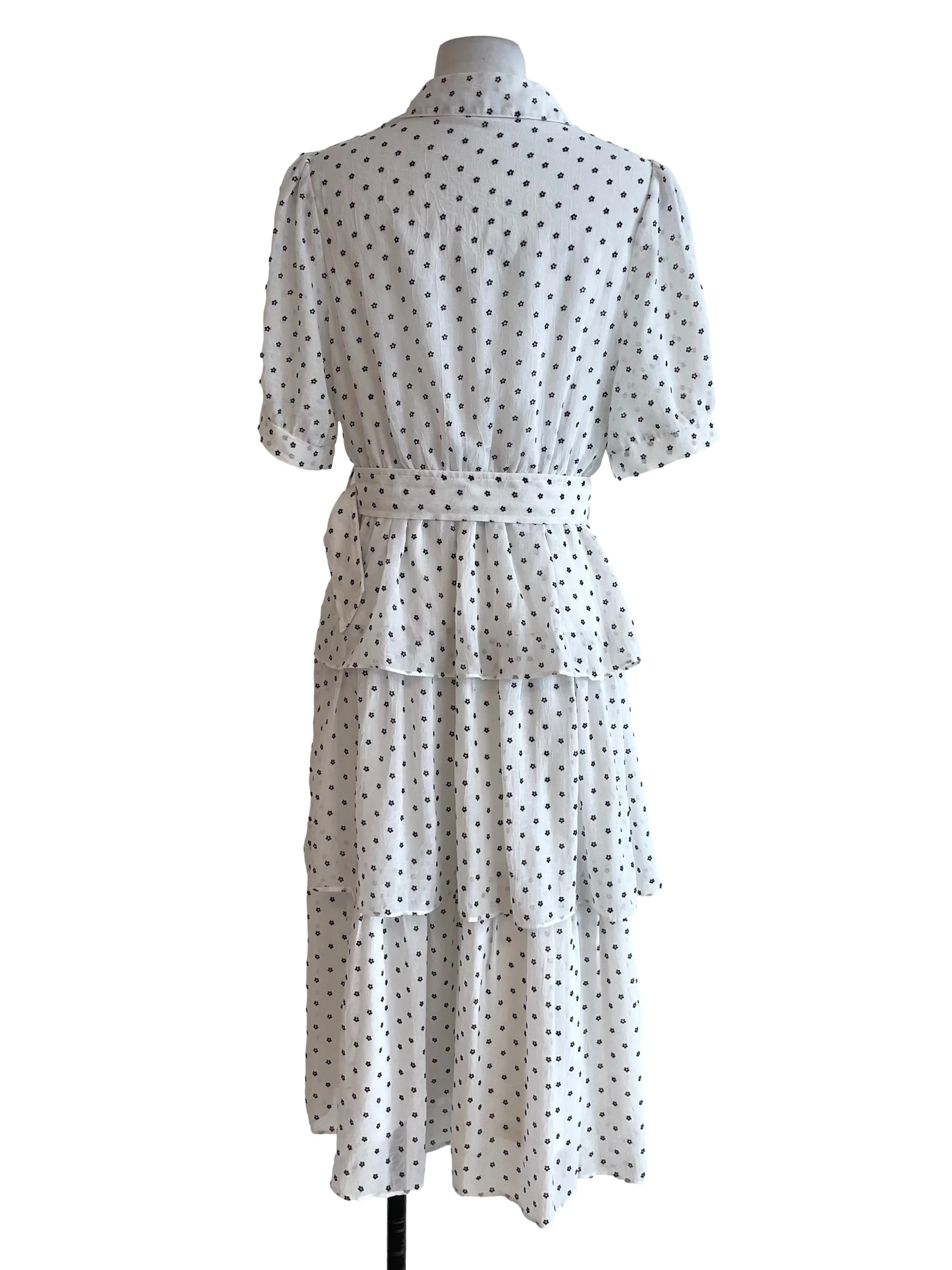 White Floral Chiffon Shirt Dress - Image 2