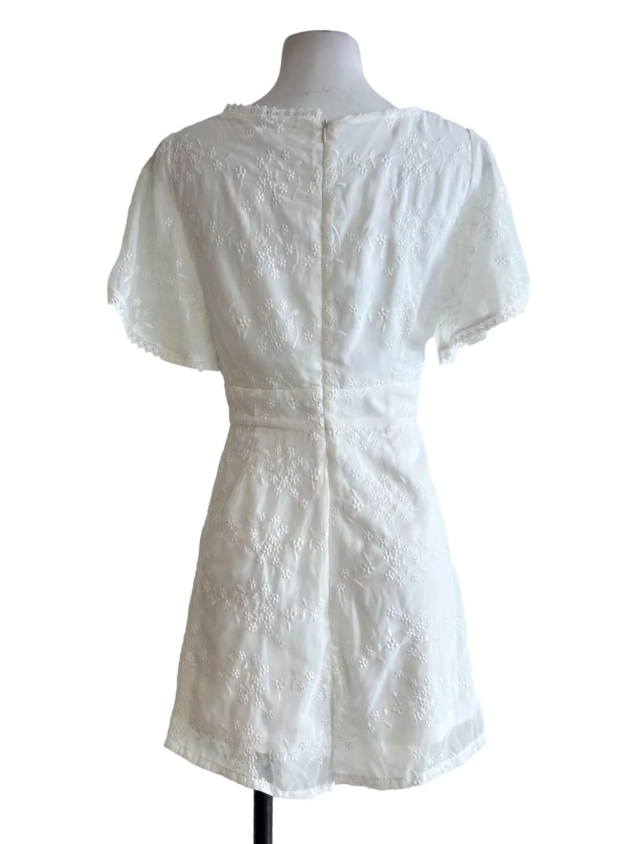 White Floral Embroidered Romper - Image 2