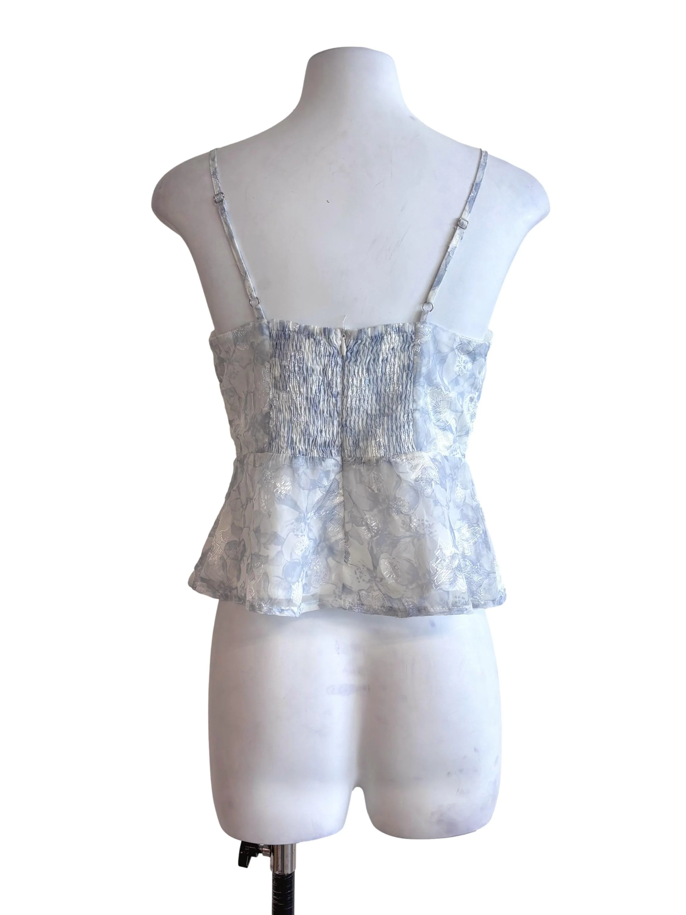 White Floral Irina Lace Trim Padded Top TTR - Image 2