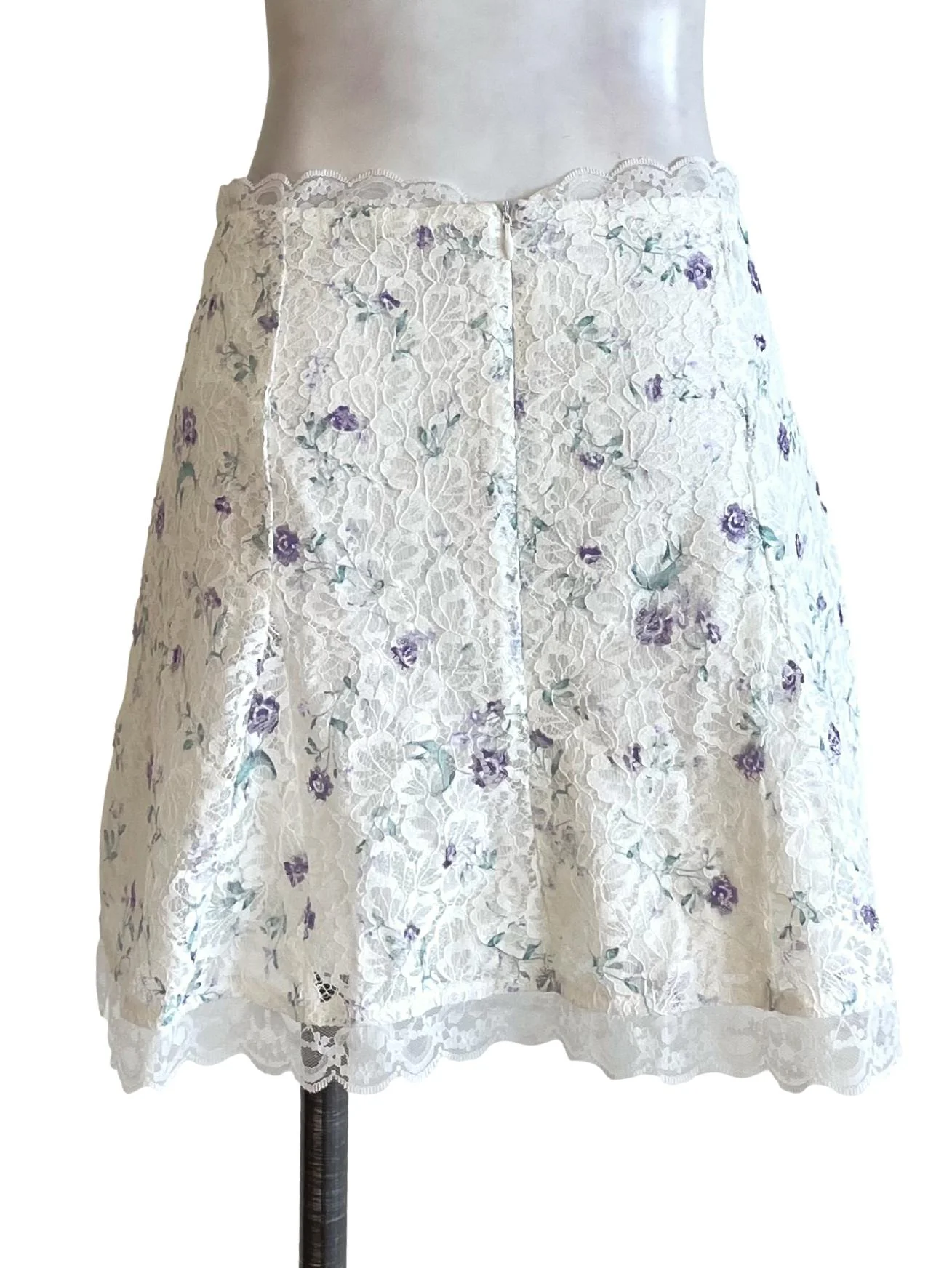White Floral Lace Mini Skirt YHF - Image 2